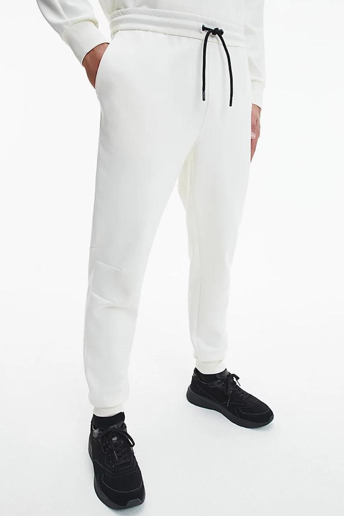 Calvin Klein Erkek Marka Logo Detaylı Lastik Bel Ve Bilek Beyaz Pantolon K10k108047-yah