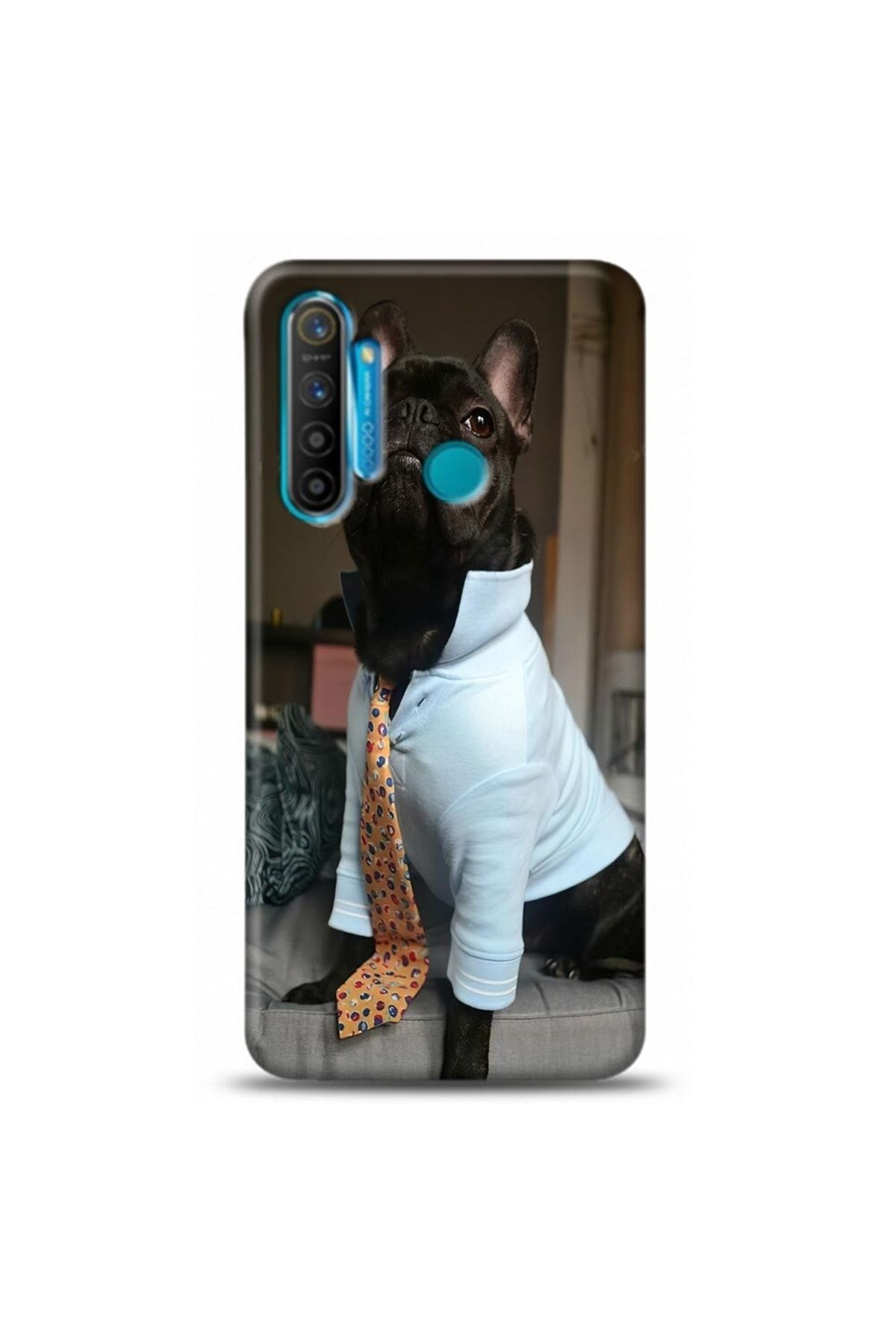 Ren Geyik Realme C3 Uyumlu Kıyafetli Buldog Köpek Tasarımlı Telefon Kılıfı Y-ukpk023