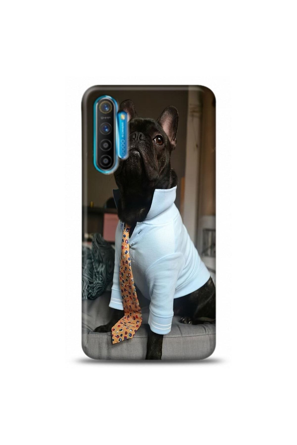 Ren Geyik Realme Xt Uyumlu Kıyafetli Buldog Köpek Tasarımlı Telefon Kılıfı Y-ukpk023