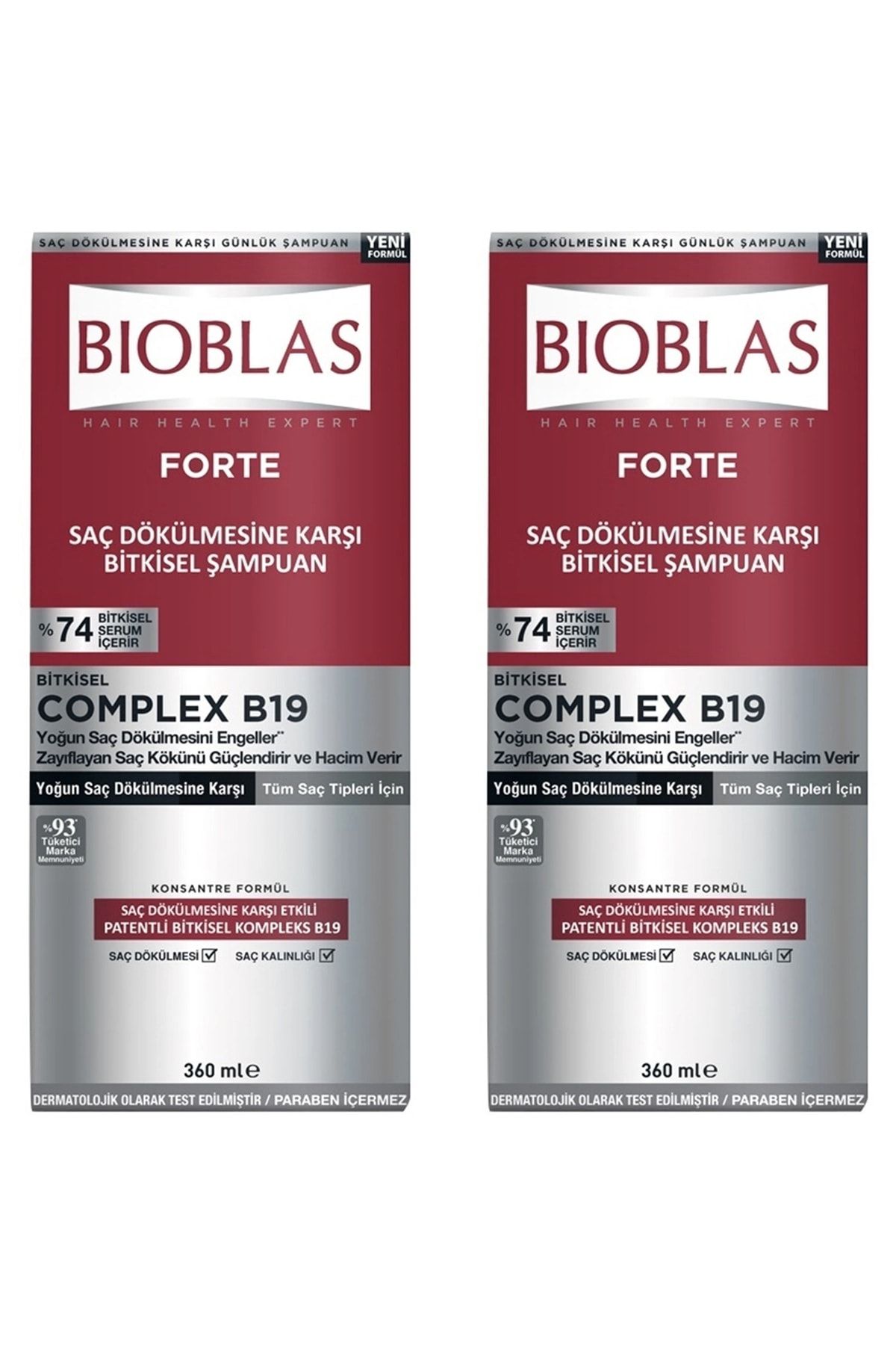 Bioblas Forte Yoğun Saç Dökülmelerine Karşı Bitkisel Şampuan 360 Ml 2 Adet