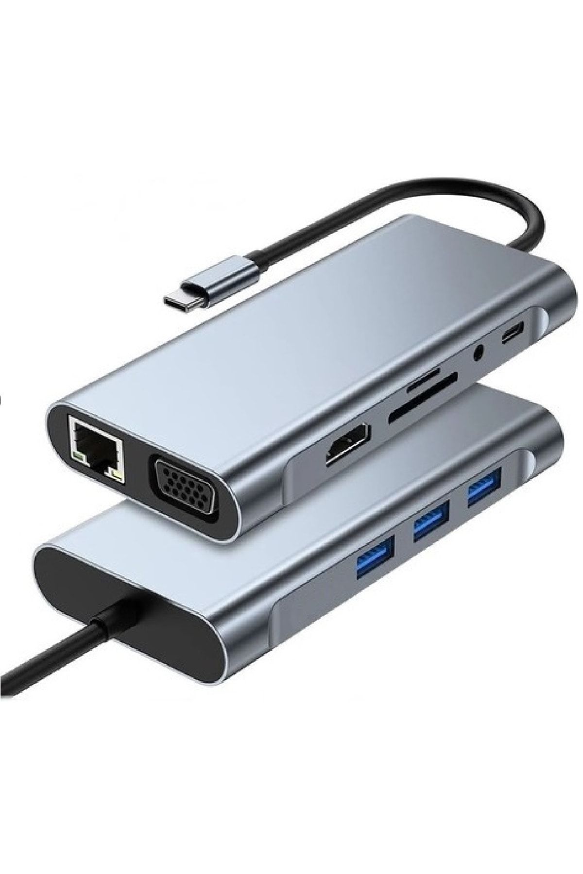 Alfais 5236 10in1 Type C To Hdmi Usb 3.0 Sd Tf Kart Rj45 Ethernet Vga 3.5mm Çevirici Çoklayıcı Hub