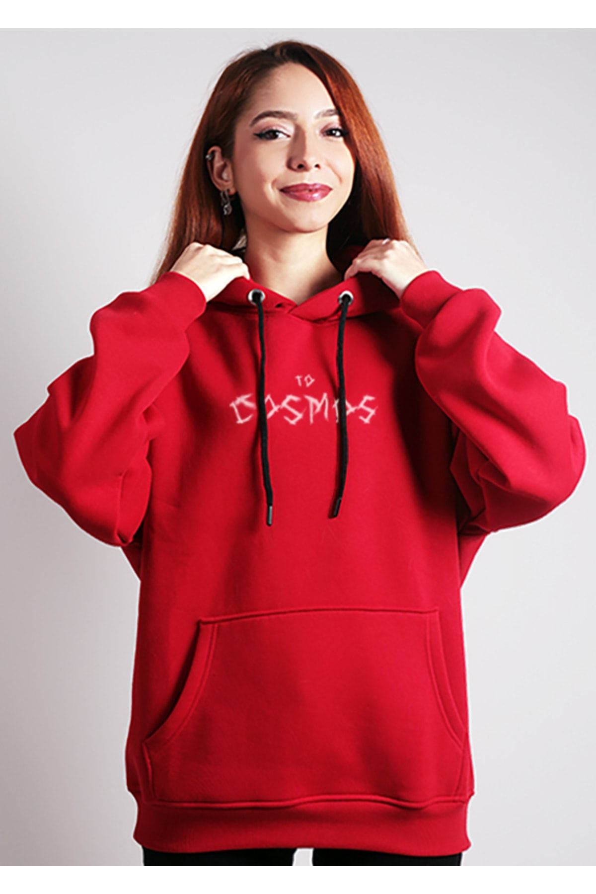 to COSMOS Unisex Oversize Hoodie Scream Themed Red