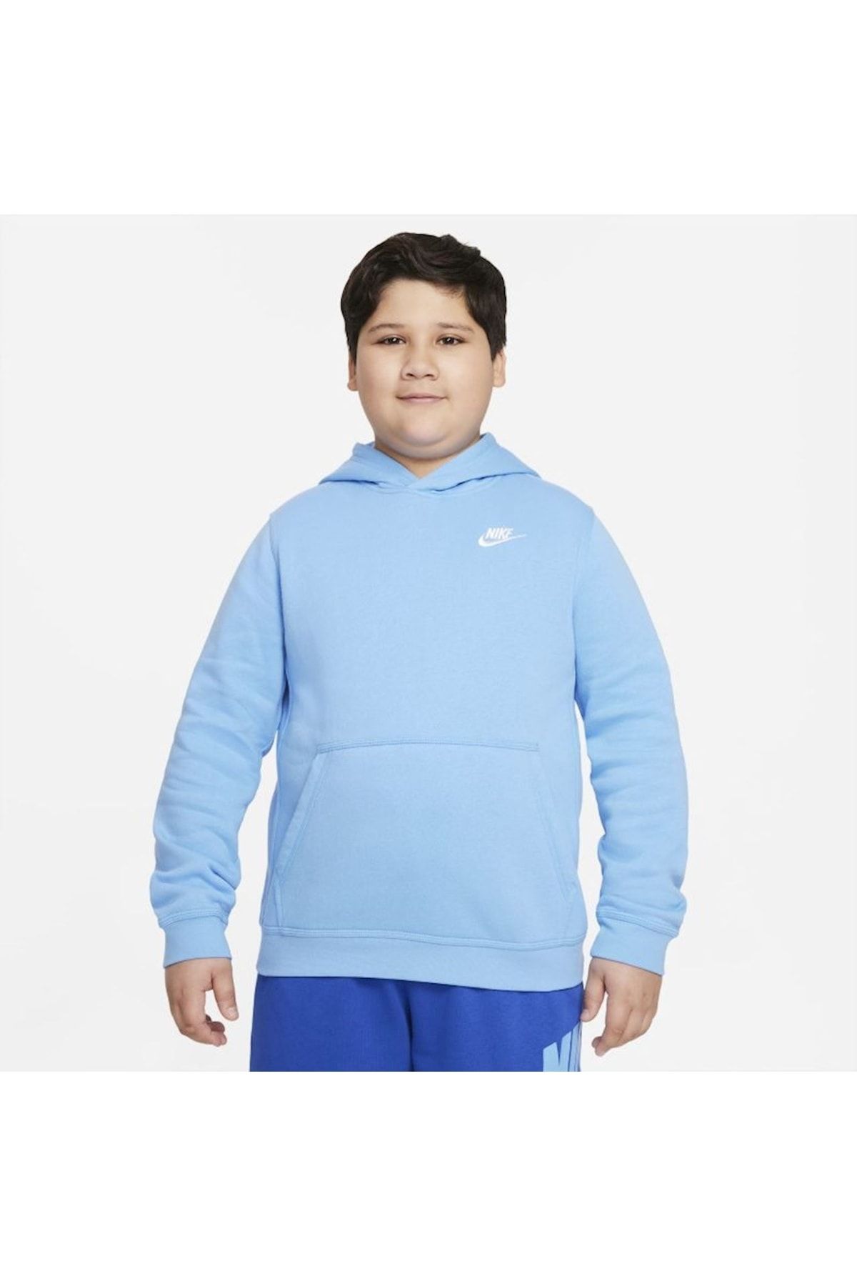 Nike Sportswear Club Fleece Genç Unisex Mavi Kapüşonlu Sweatshirt Da5114