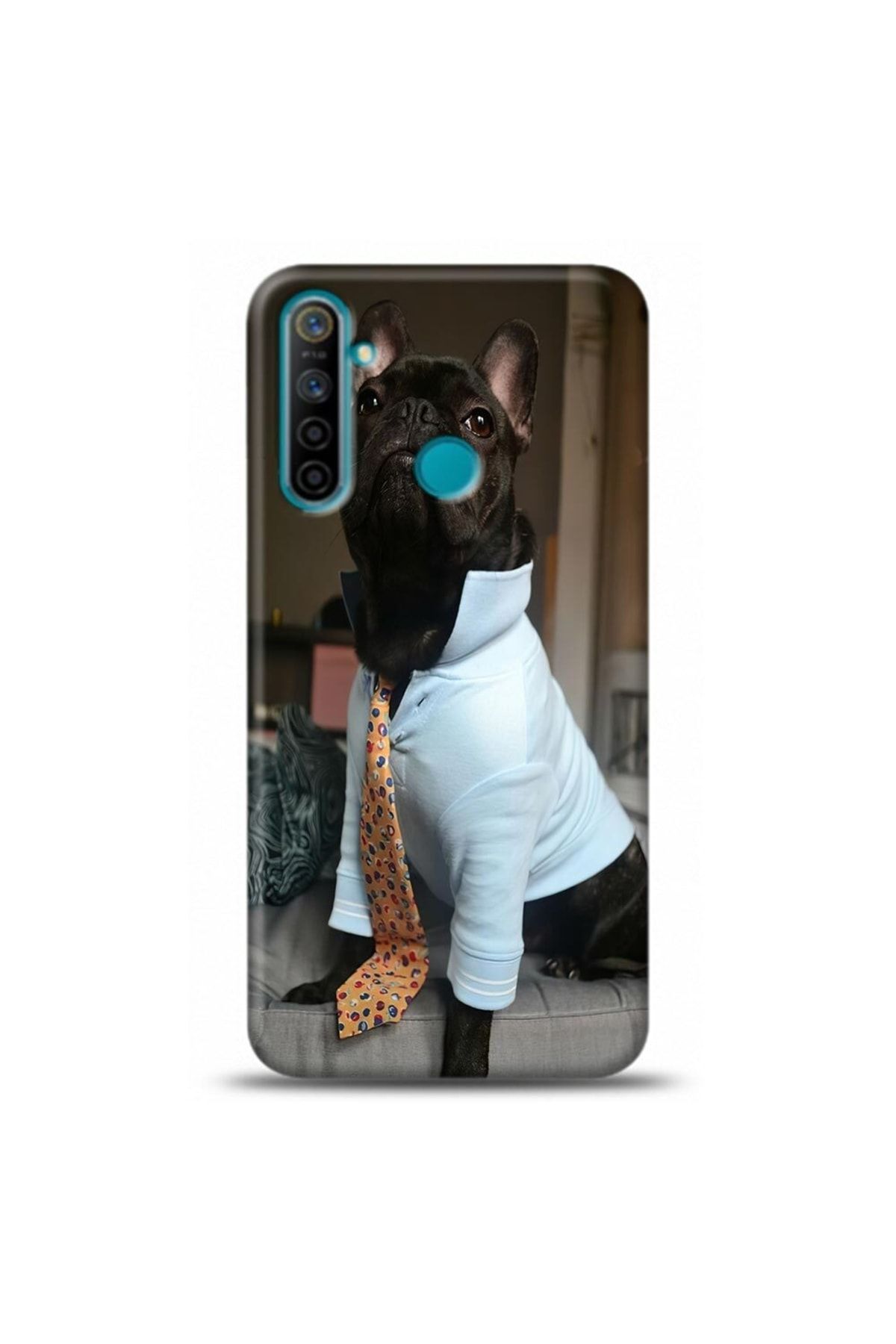 Ren Geyik Realme 5 Pro Uyumlu Kıyafetli Buldog Köpek Tasarımlı Telefon Kılıfı Y-ukpk023