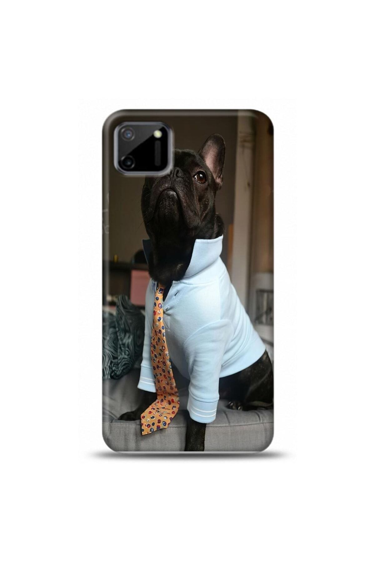 Ren Geyik Realme C11 Uyumlu Kıyafetli Buldog Köpek Tasarımlı Telefon Kılıfı Y-ukpk023