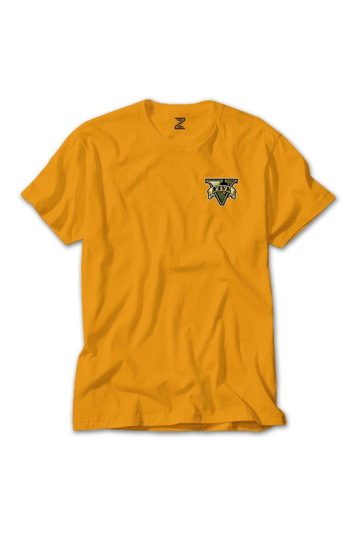 Z zepplin Gta Five Green Logo Sarı Tişört