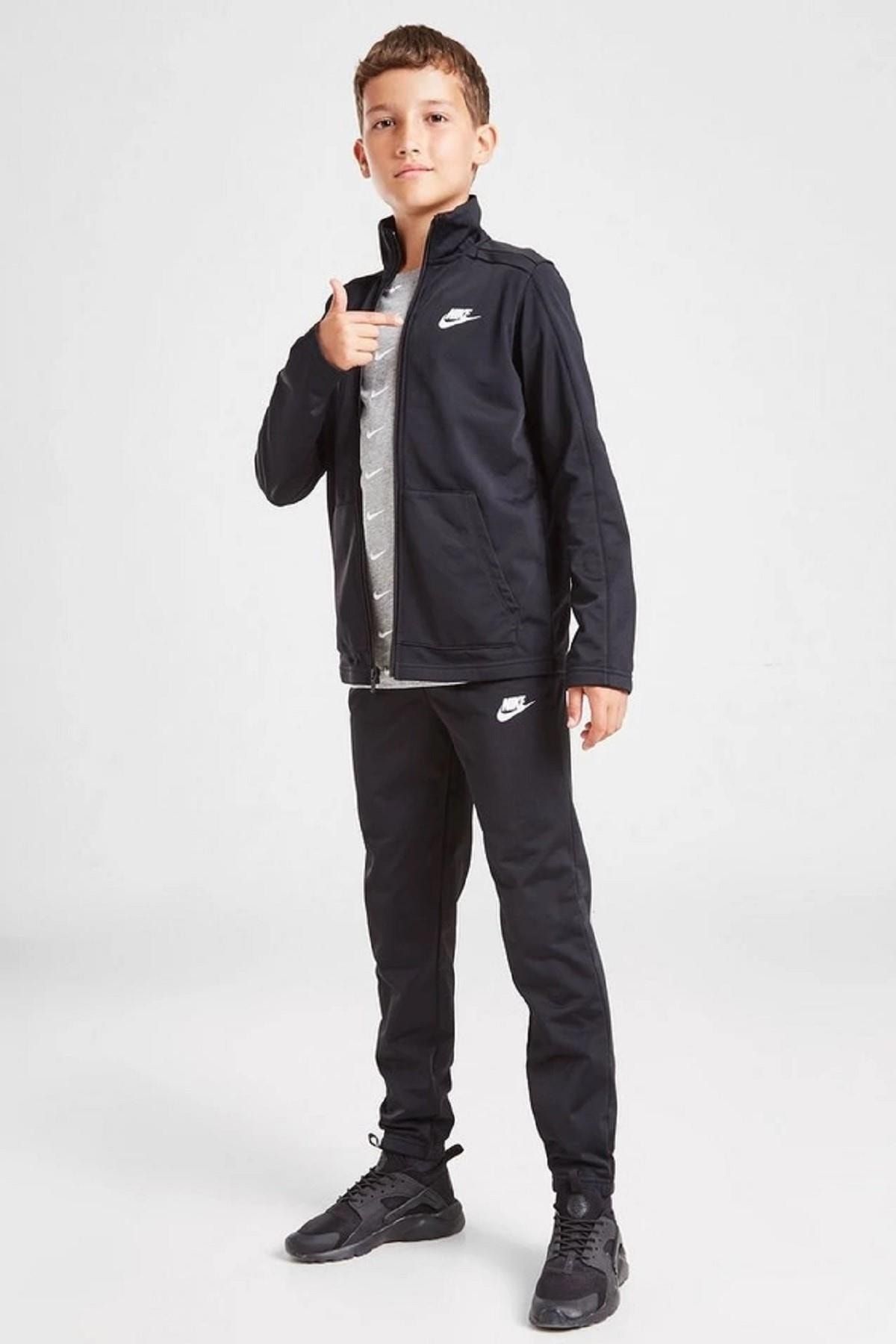 Nike Track Suit Full Zip Big Logo Fermuarlı Unisex Siyah Eşofman Takımı