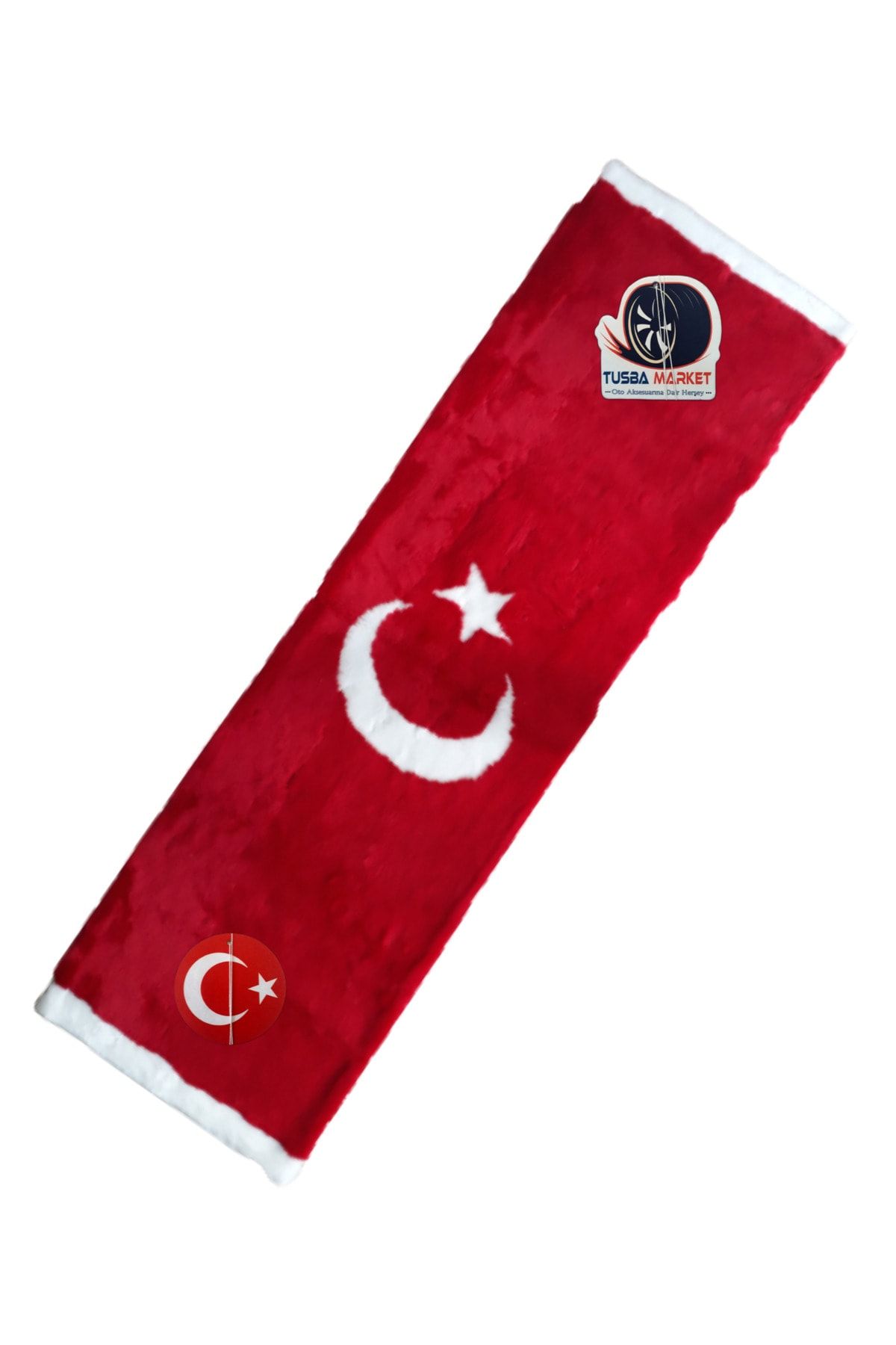 TUSBA MARKET Türk Bayrak'lı Oto Torpido Pandizot Üstü Peluş Halı & Ayyıldız Oto Torpido Üstü Peluş Örtü