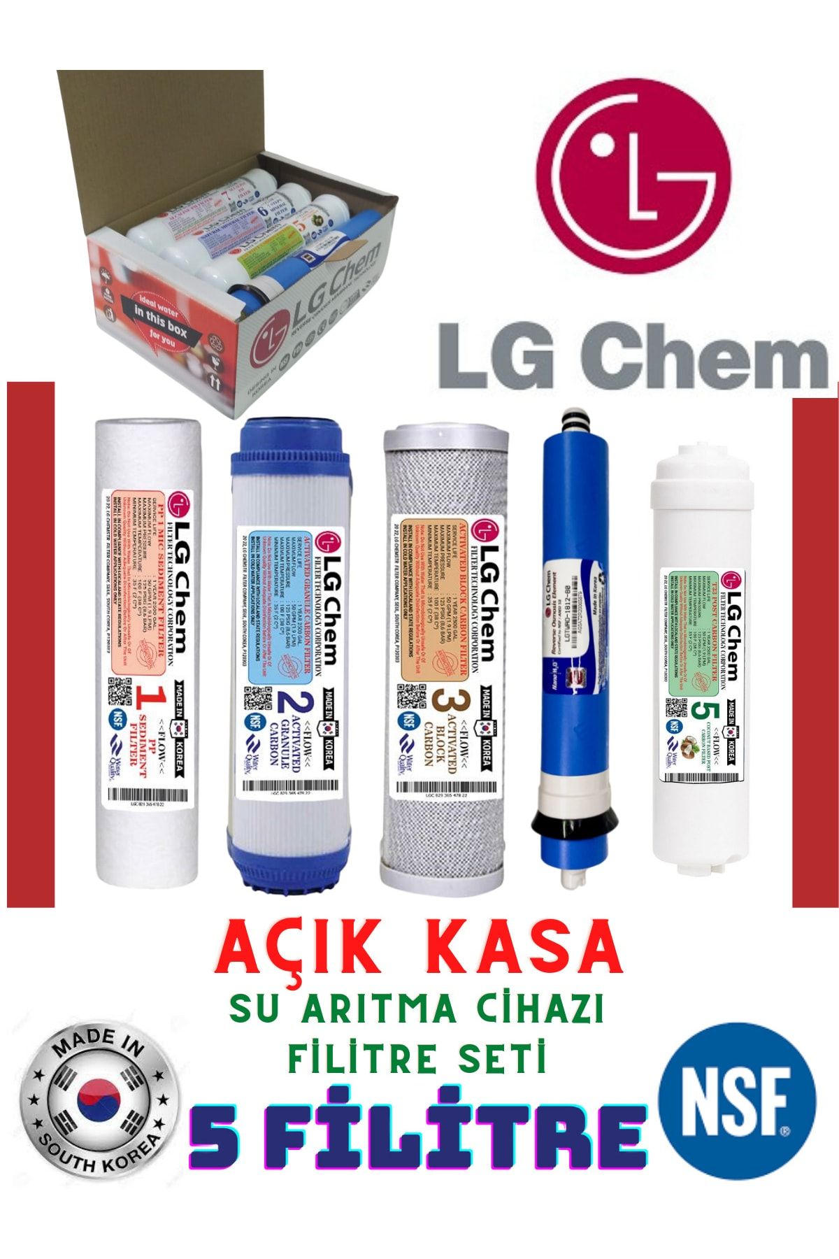 LG Chem Açık Kasa Su Arıtma Cihazı 5 Li Filitre Seti Coconut Bazlı Tatlandırıcılı