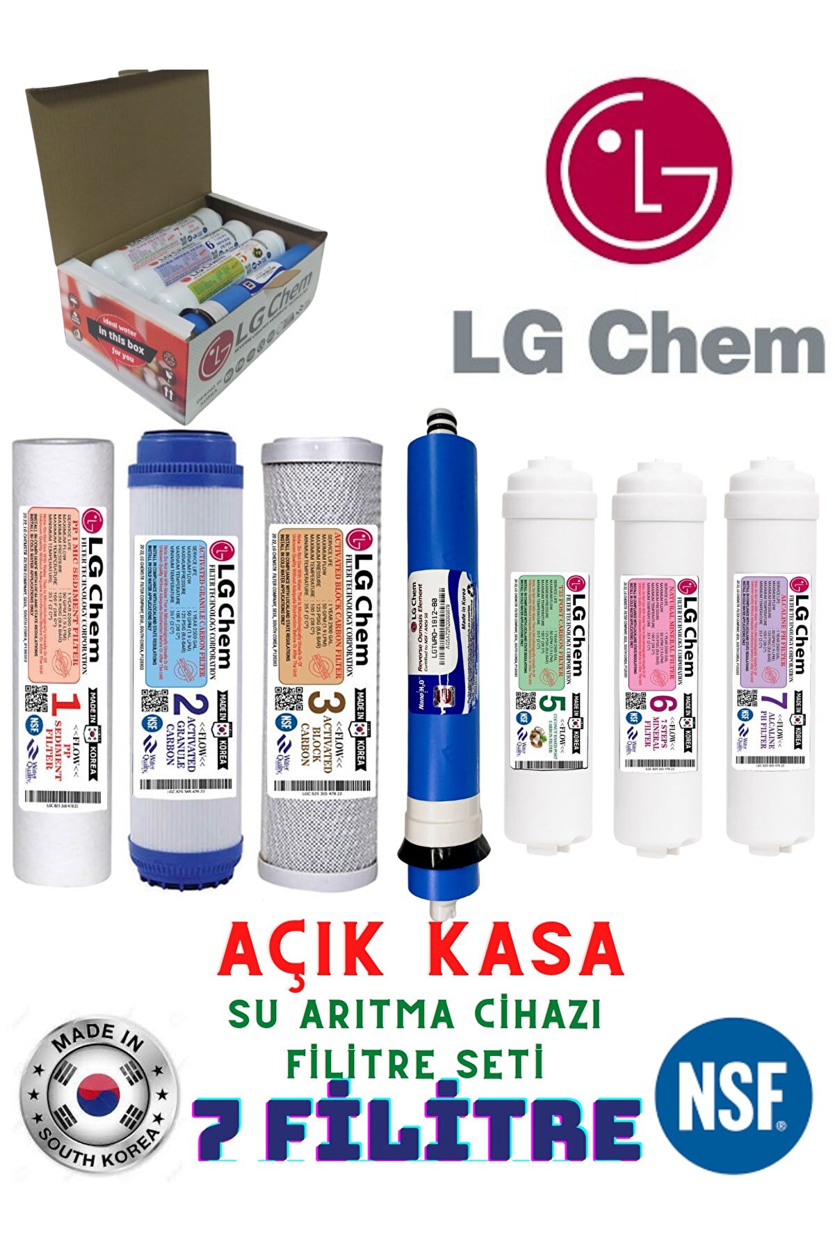 LG Chem Orjinal Kutusunda Açık Kasa Su Arıtma Cihazı 7 Li Filitre Seti Mineral Ve Alkali Takviyeli