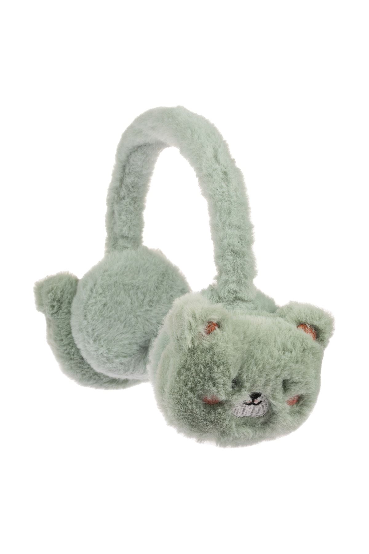 Kitti Arıcı Store Yeni Sezon Kız Çocuk Kışlık Yeşil Rengi Peluş Kulaklık