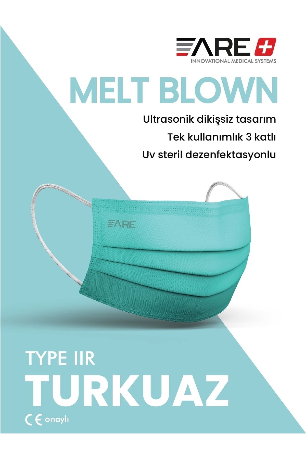 ARE Turkuaz Meltblown Filtreli Ultrasonik Maske 9 kutu