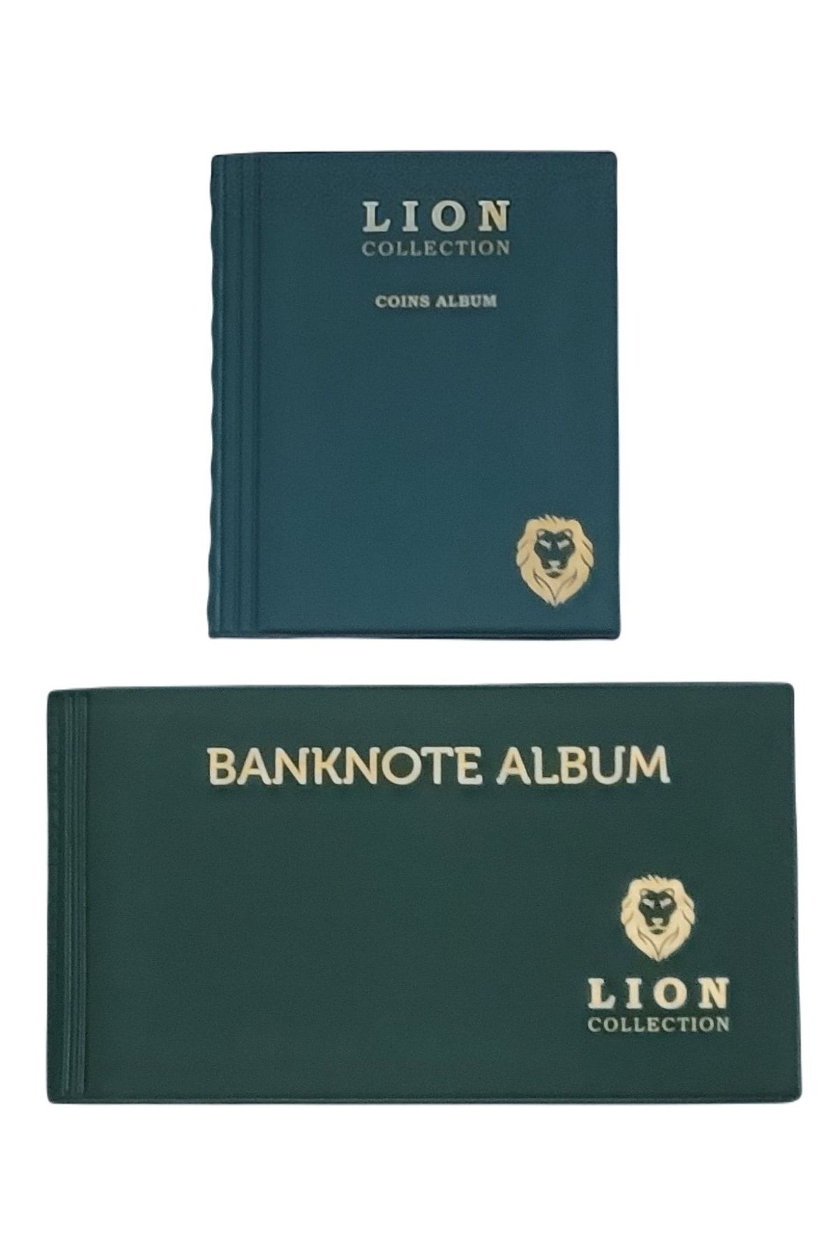 Lion Mini Cep Albümü Seti Madeni Ve Kağıt Para Cep Albümü 2 Li, Yeşil Renk