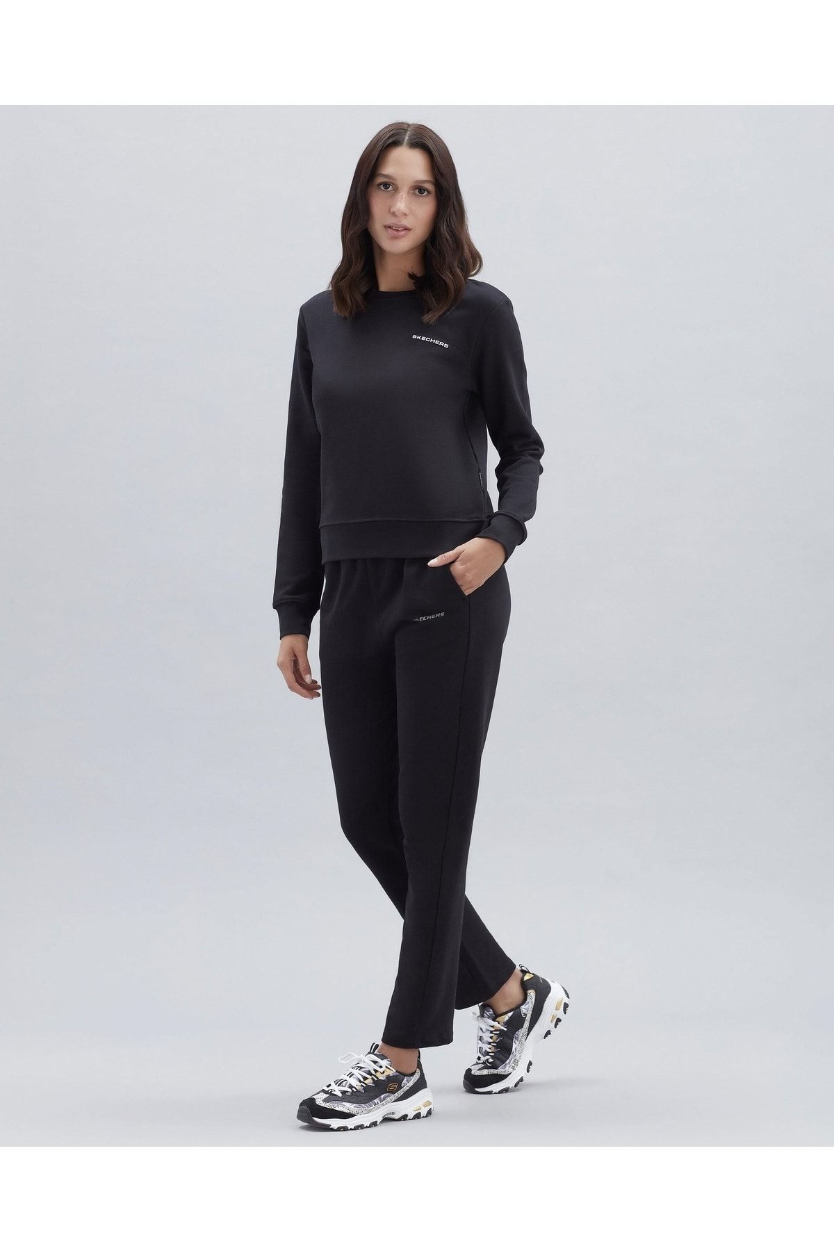 Skechers W New Basics Crew Neck Sweatshirt Kadın Sweatshirt S212182-001 Black
