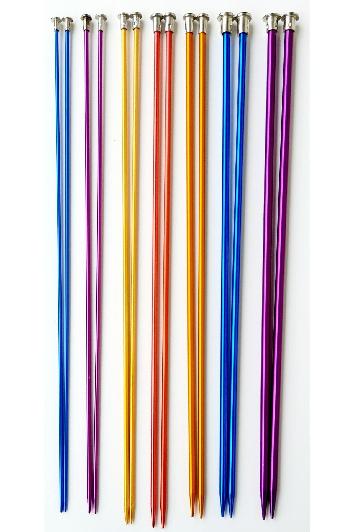 Kezban Tekstil Renkli Örgü Şiş Seti Titanyum ( 2,5-3-3,5-4-4,5-5-6 )no 7 Adet Rnkşiş35