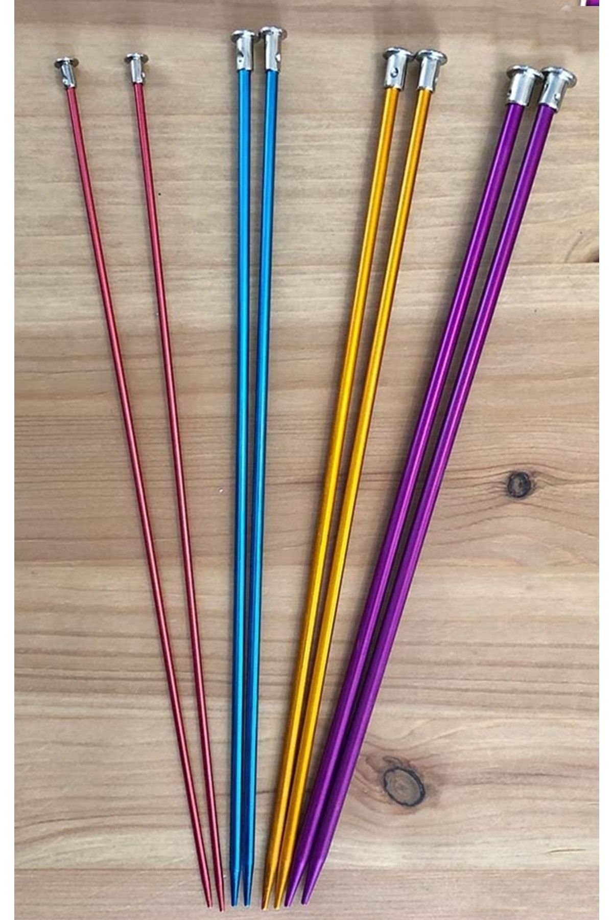 Kezban Tekstil Kısa Renkli Örgü Şiş Seti Titanyum 25 Cm ( 2,5-3-3,5-4 ) No 4 Adet Çocuk Şişi