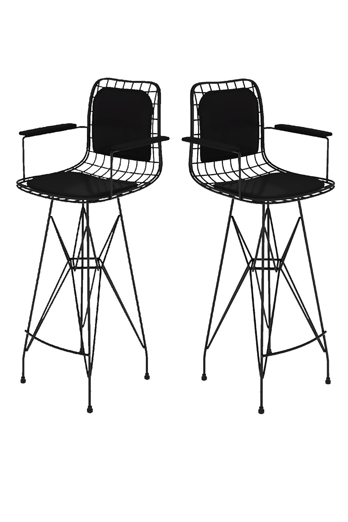 Kenzlife Knsz kafes tel bar sandalyesi 2 li zengin syhsyh kolçaklı sırt minderli ofis cafe bahçe mutfak