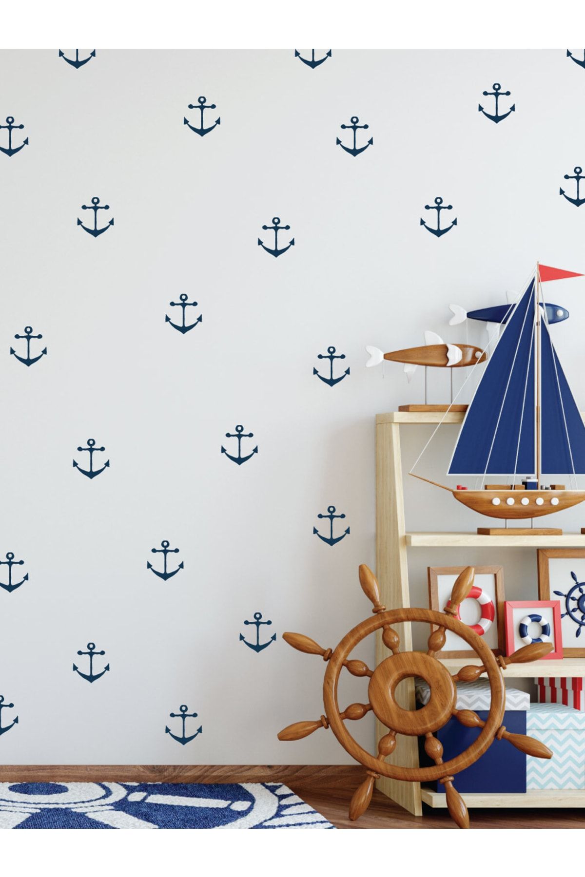 efekt reklam Denizci Çapa Çocuk Bebek Odası Duvar Kağıdı Aksesuarları Süsü Duvar Sticker Seti