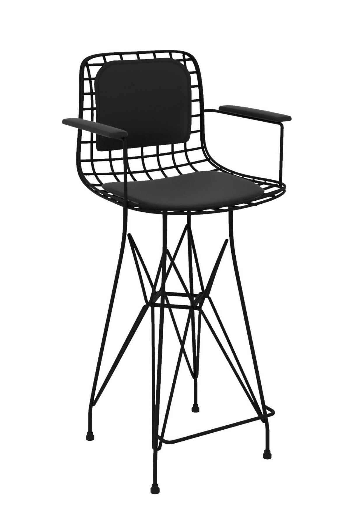 Kenzlife Knsz  tel bar sandalyesi 1 li mağrur syhsyh kolçaklı sırt minderli 65 cm oturma yüksekliği