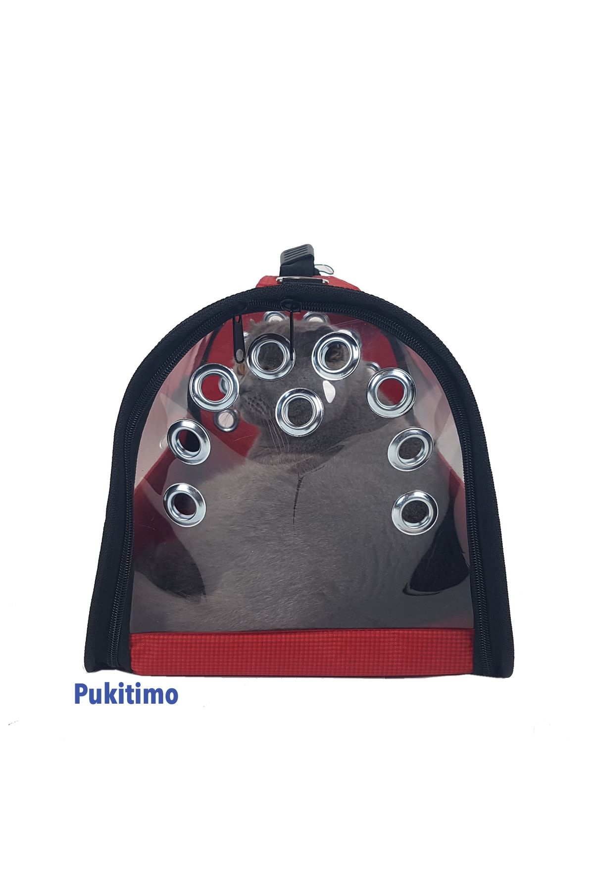 Flybag Şeffaf Kedi Çantası - Kedi Köpek Taşıma Çantası - Kırmızı_4