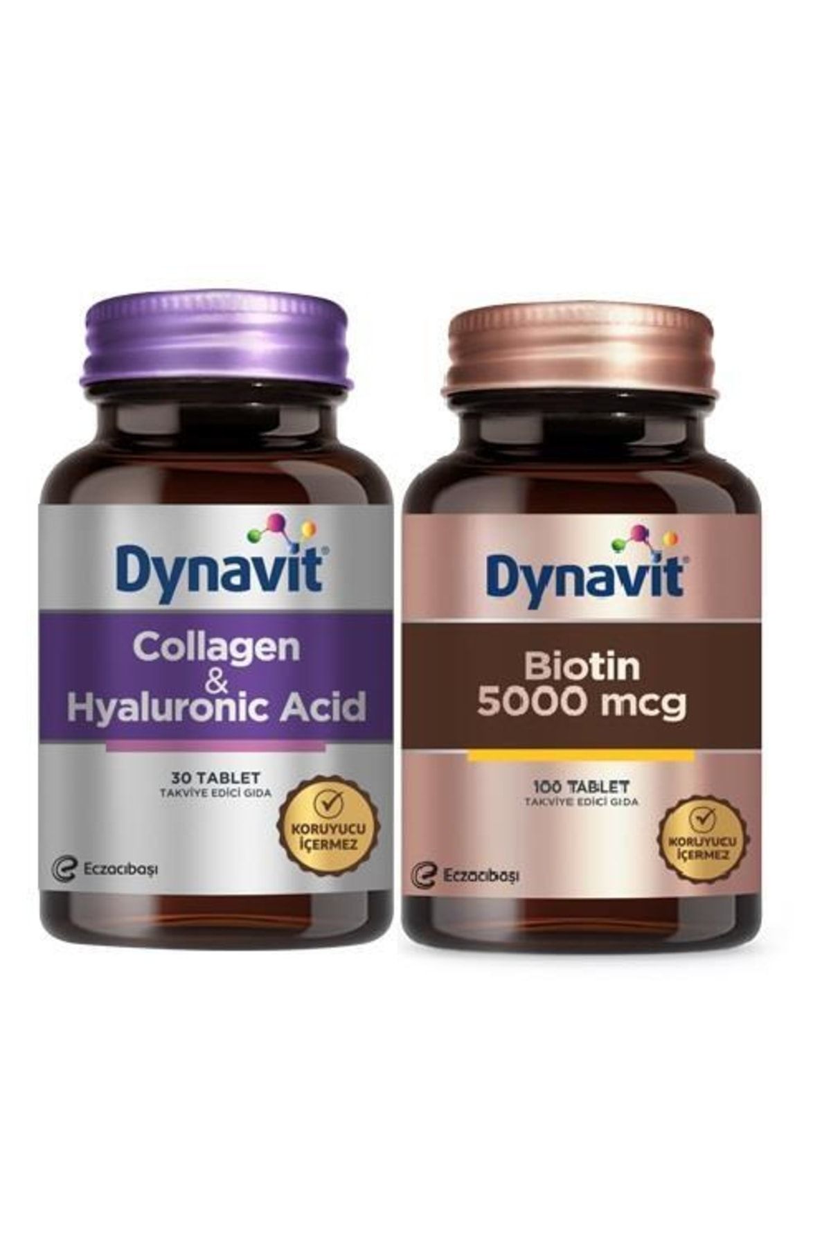 Dynavit Collagen Hyaluronic Acid 30 Tablet + Biotin 5000 Mcg 100 Tablet