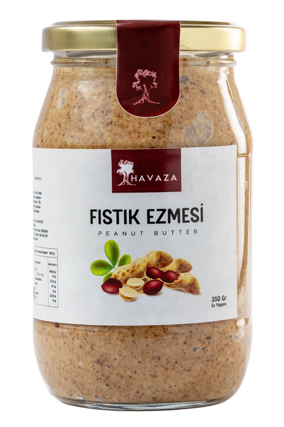 Havaza Şekersiz Ev Yapımı Doğal Fıstık Ezmesi 350 gr