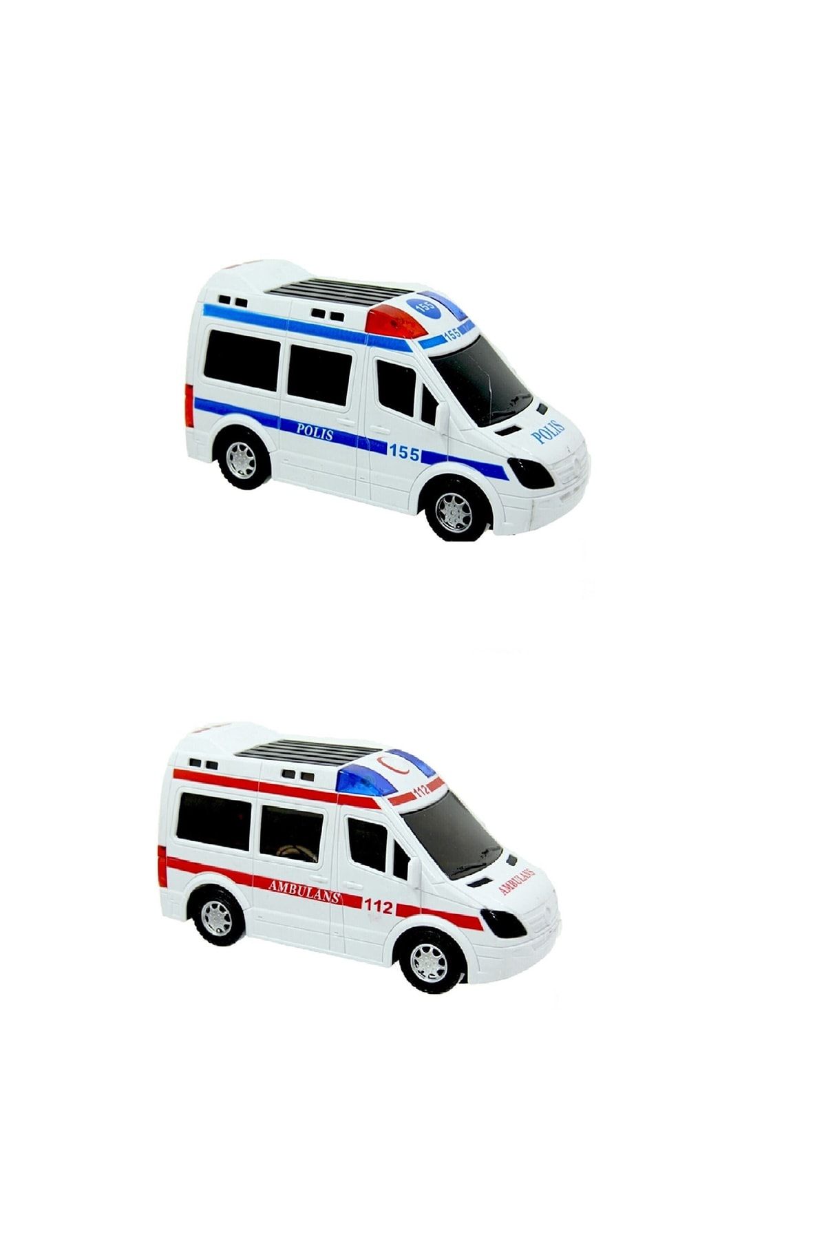 Evmak 2'li Oyuncak Set Pilli Ambulans Ve Pilli Polis Arabası Sesli Işıklı
