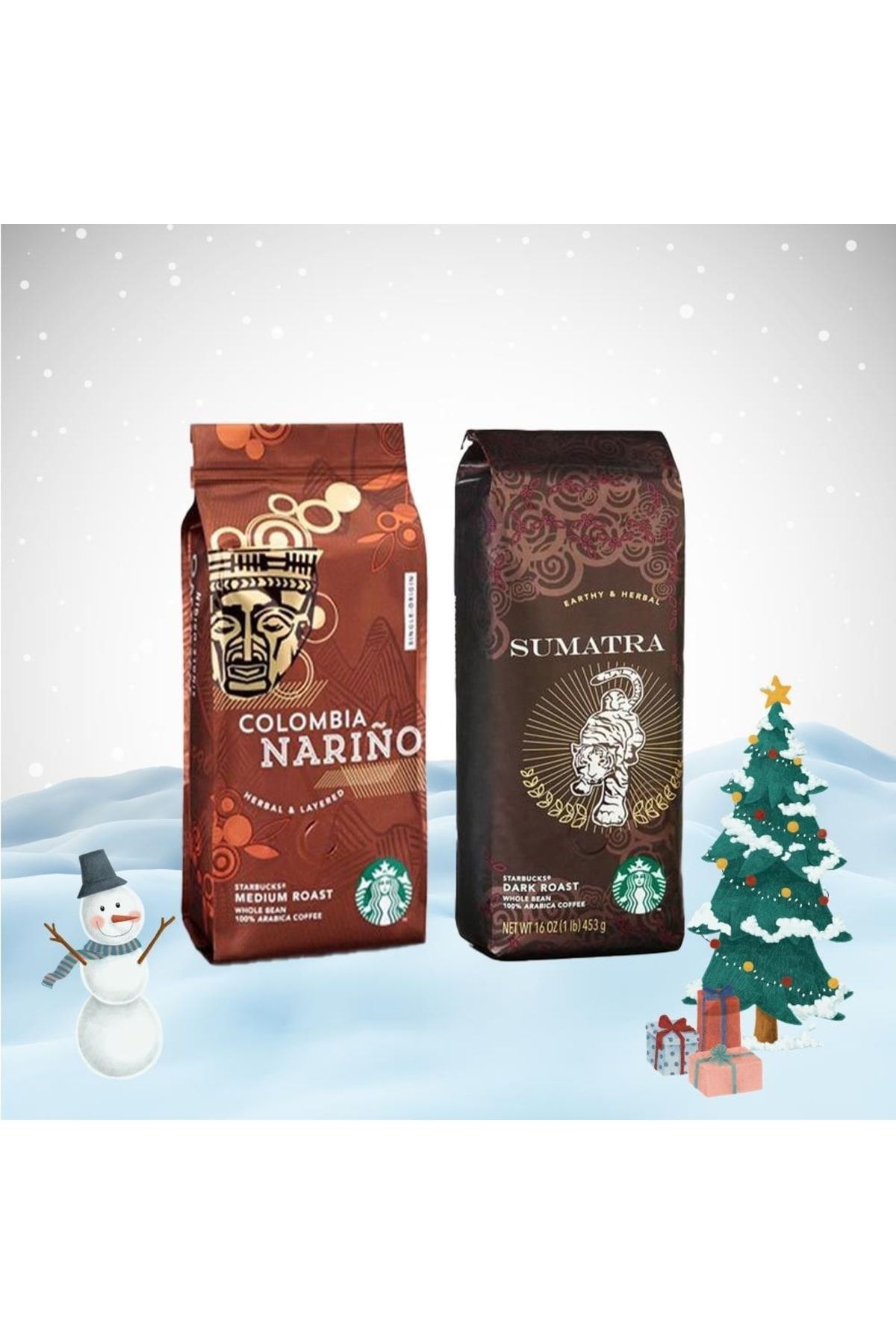 Starbucks Yılbaşı Paketi Çekirdek Kahve Sumatra Ve Colombia Narino 250 Gr