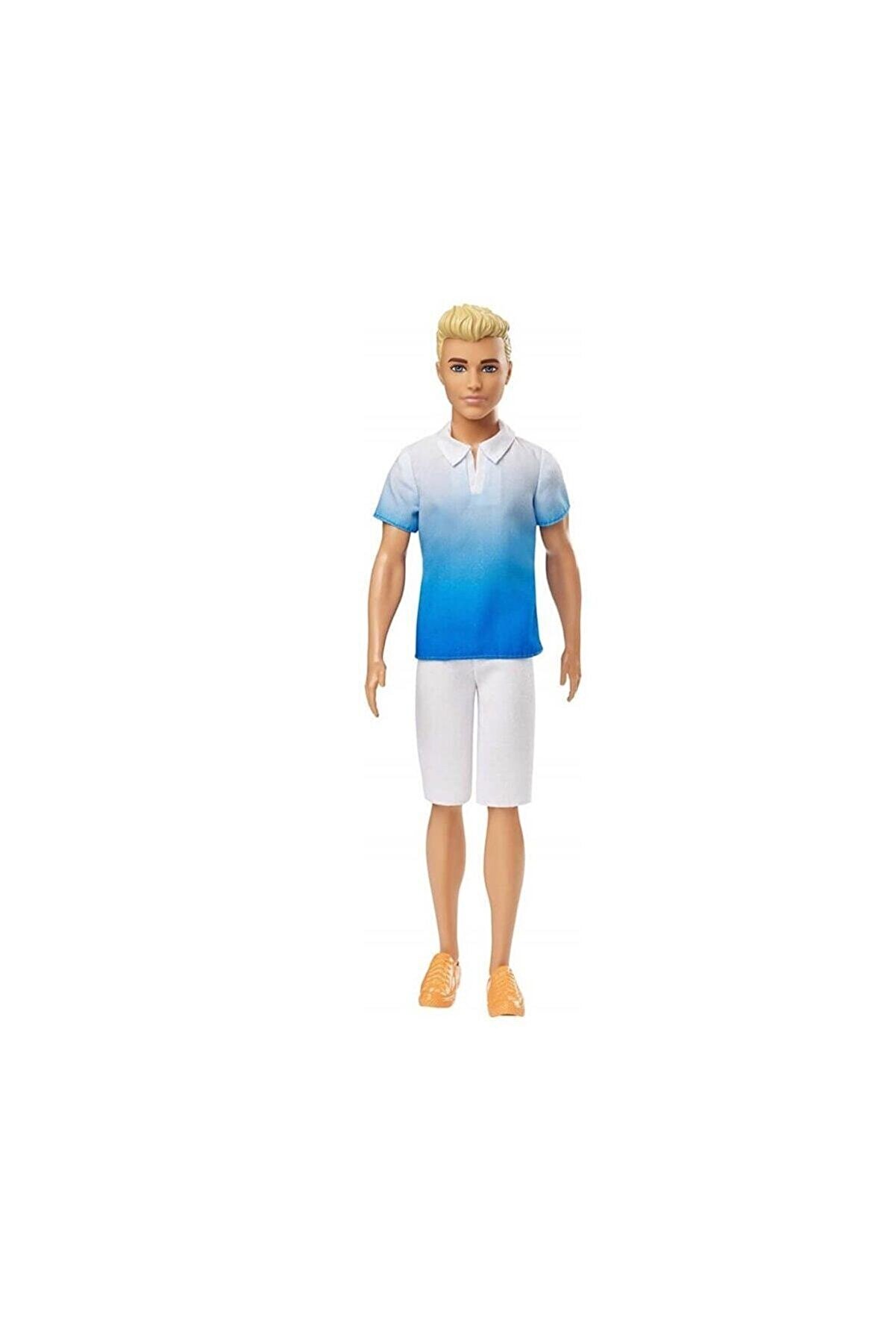 Barbie Ken Fashionistas Bebek Mavi-Beyaz Tişörtlü , Beyaz Şortlu  GDV12-DWK44