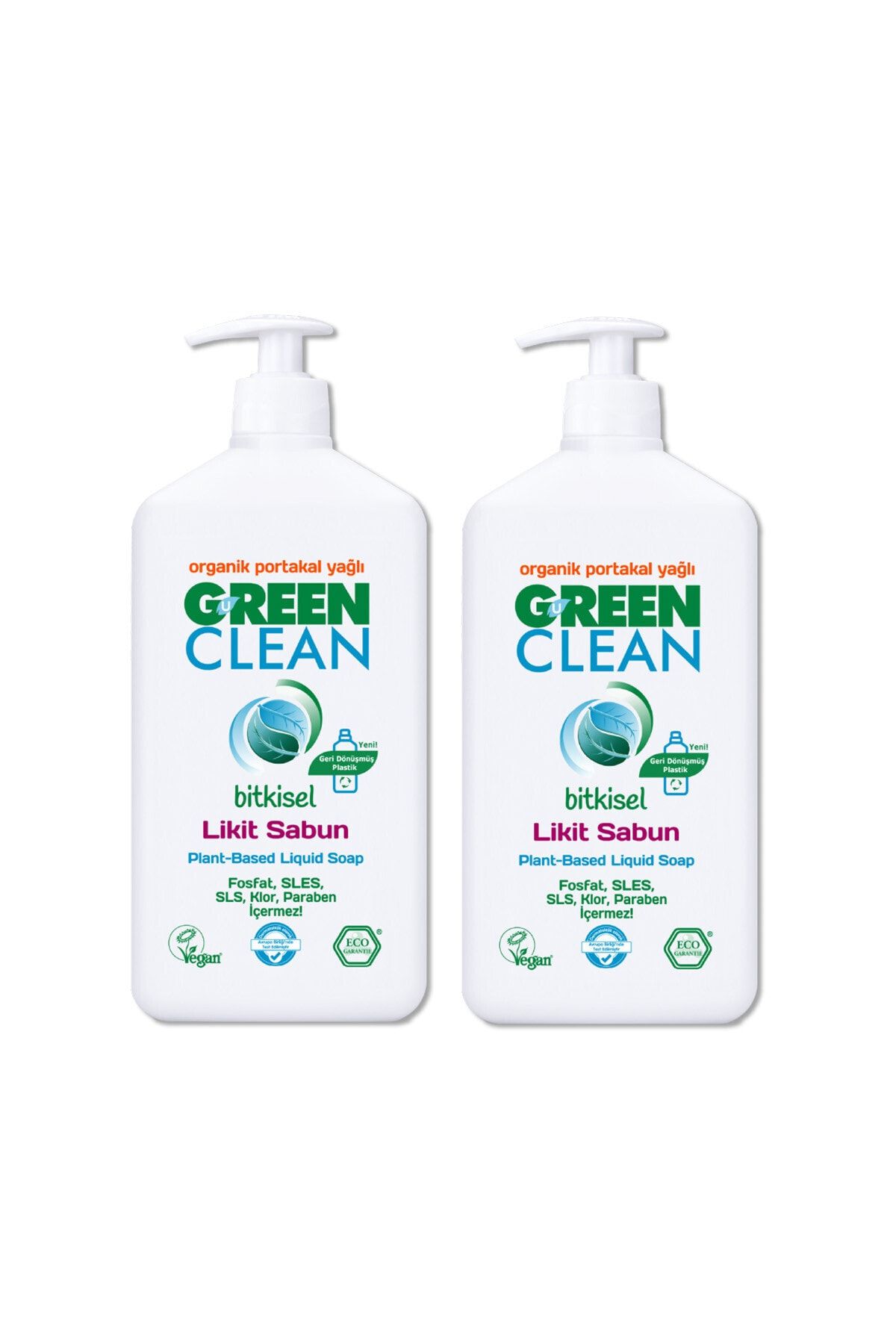 Green Clean Organik Portakal Yağlı Bitkisel Likit El Sabunu 500 ml 2'li