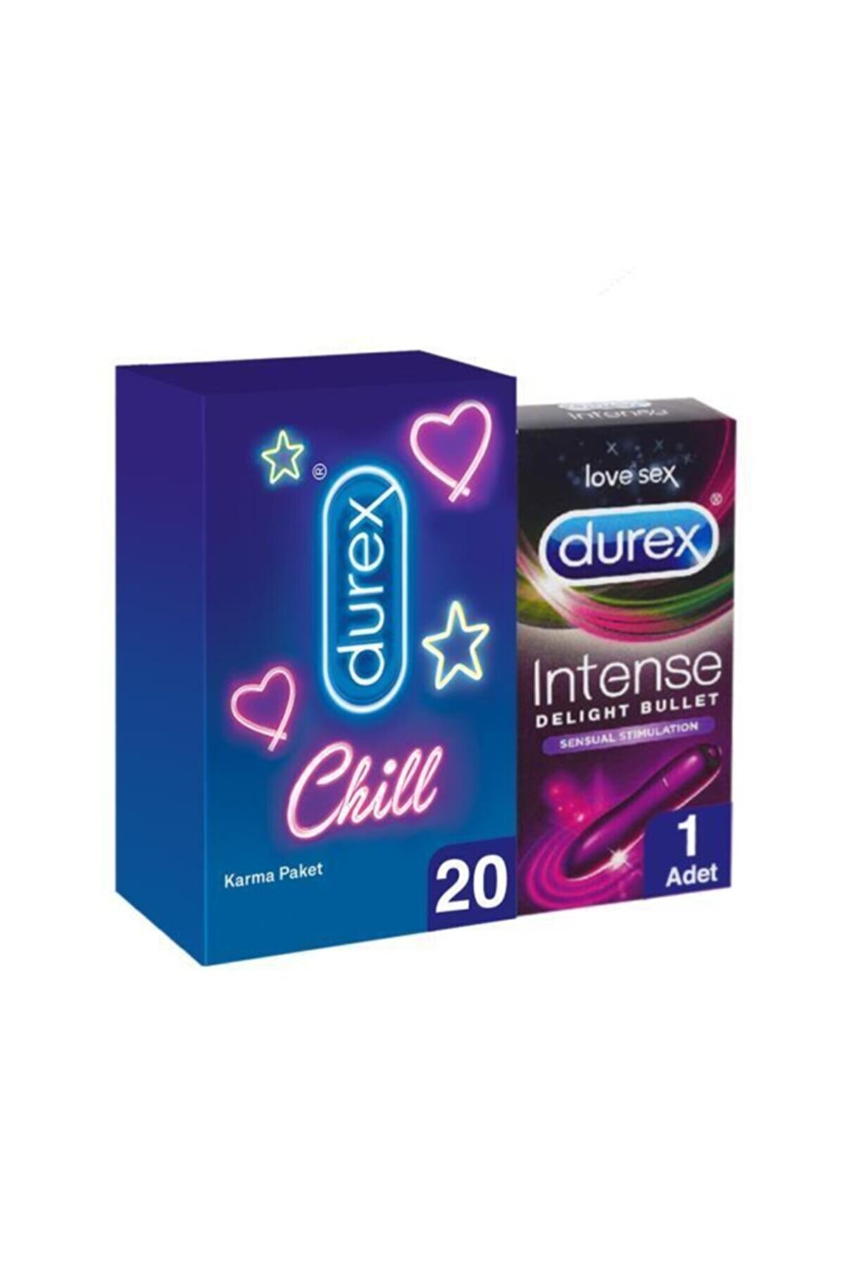 Durex Chill Karma Paket Prezervatif 20’li+Durex Intense Vibe Bullet Titreşimli Vibratör