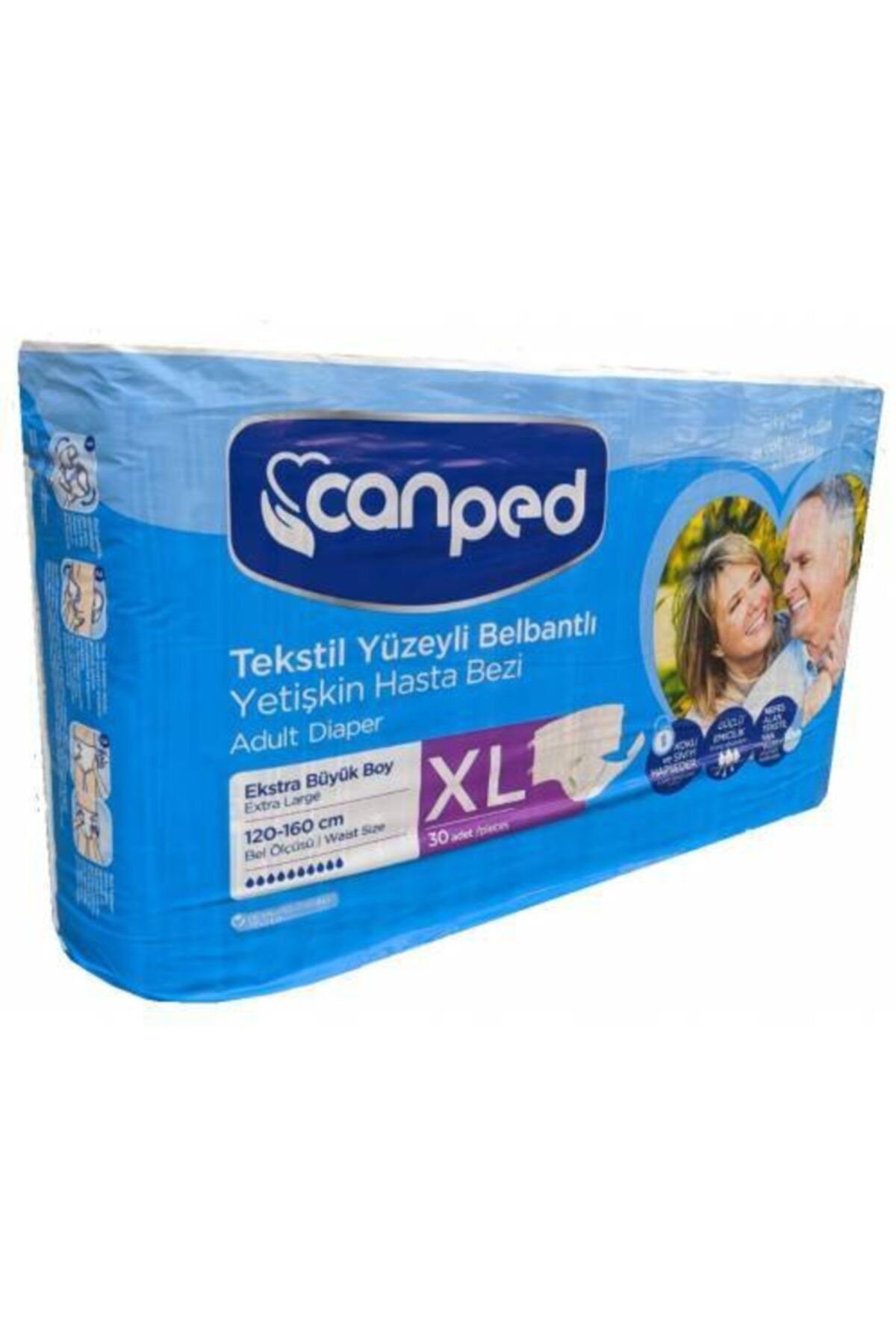 Canped Hasta Bezi Xl (bel Bantlı) 30 Adet Tekstil Yüzeyli