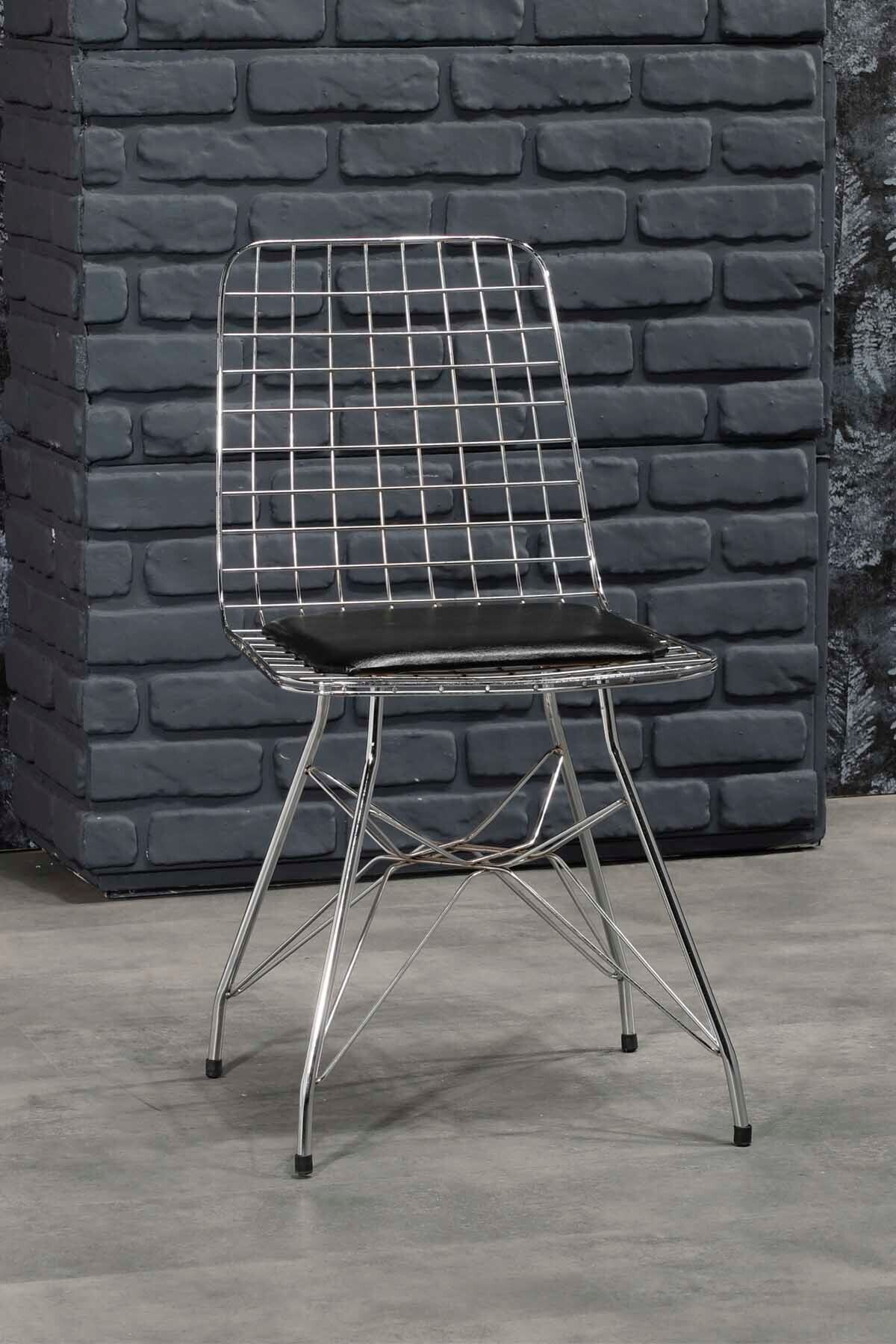 Avvio Rose Gümüş Tel Sandalye- Mutfak Masa Sandalyesi