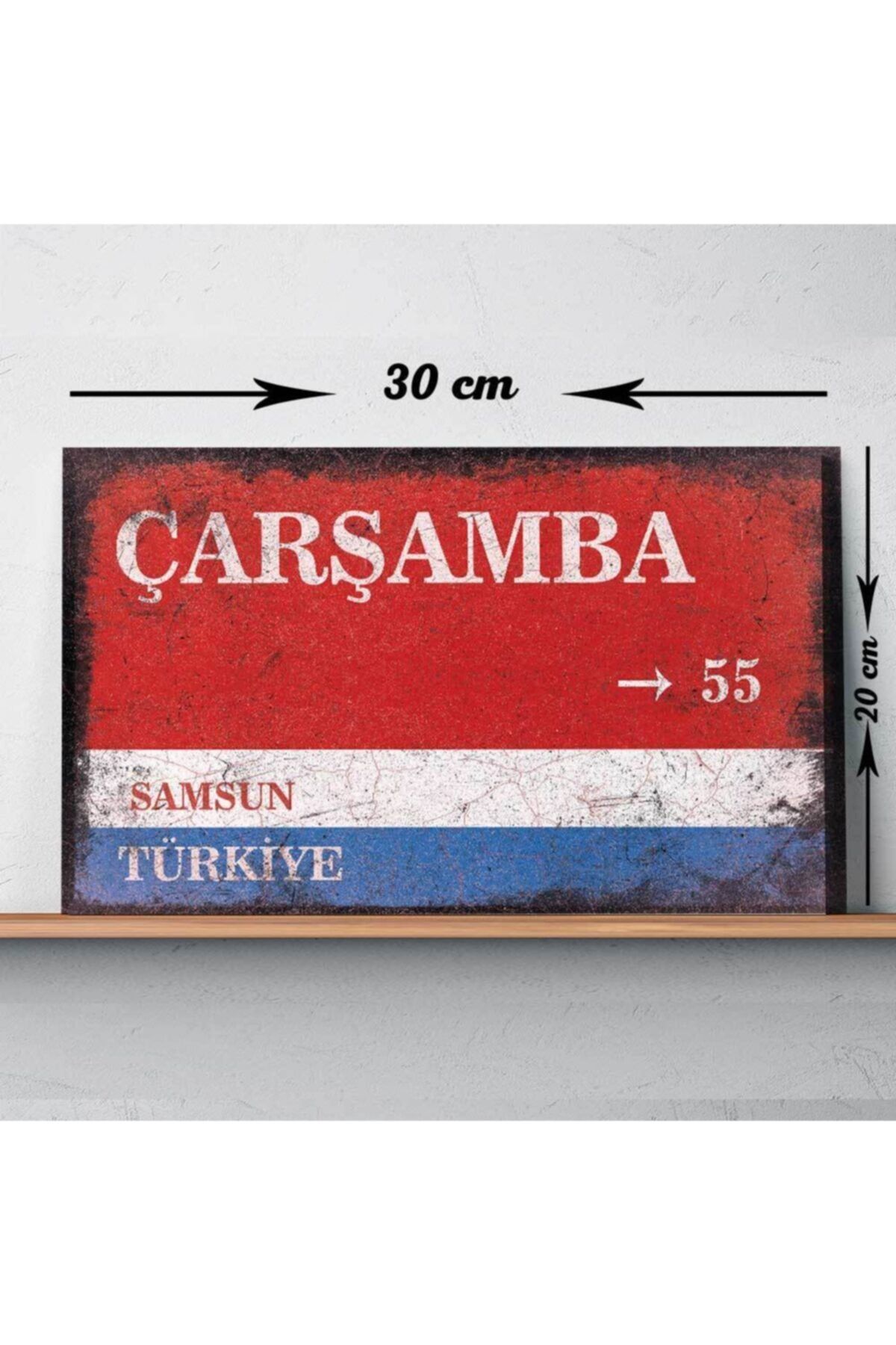 BirDünyaHediye Samsun Çarşamba Sokak Tabelası Vintage Tablo