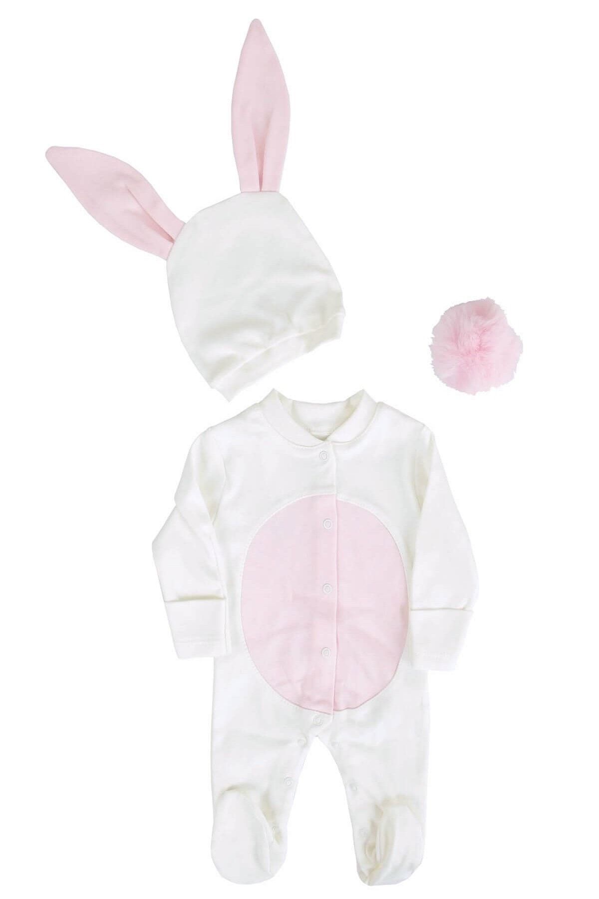 Mini Kız Bebek Açık Pembe Tavşan Kostümü Tulum