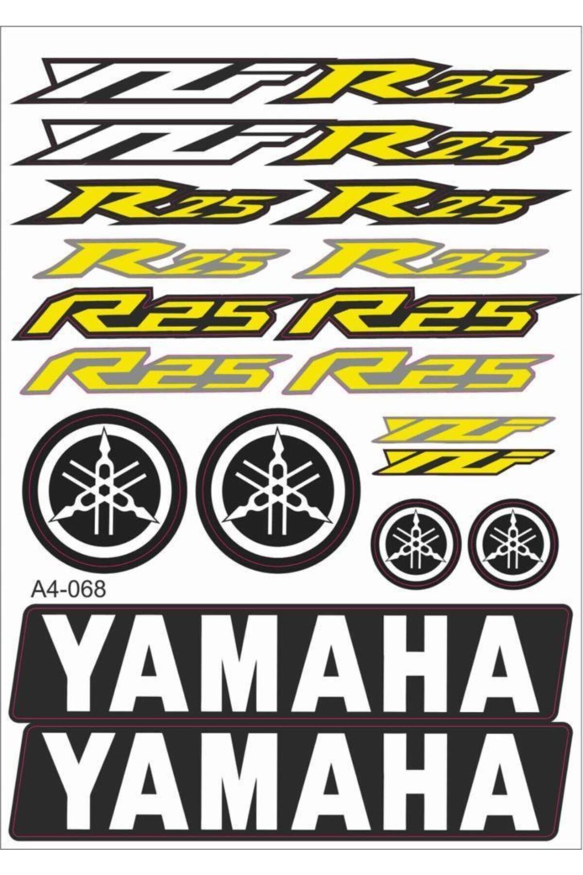 Monero Yamaha Yzf R25 Sticker Seti Sarı A4