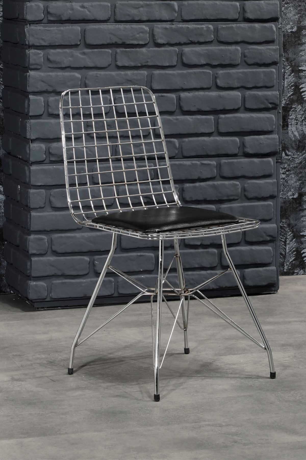 Ressa Home Koket Gümüş Tel Sandalye- Mutfak Masa Sandalyesi