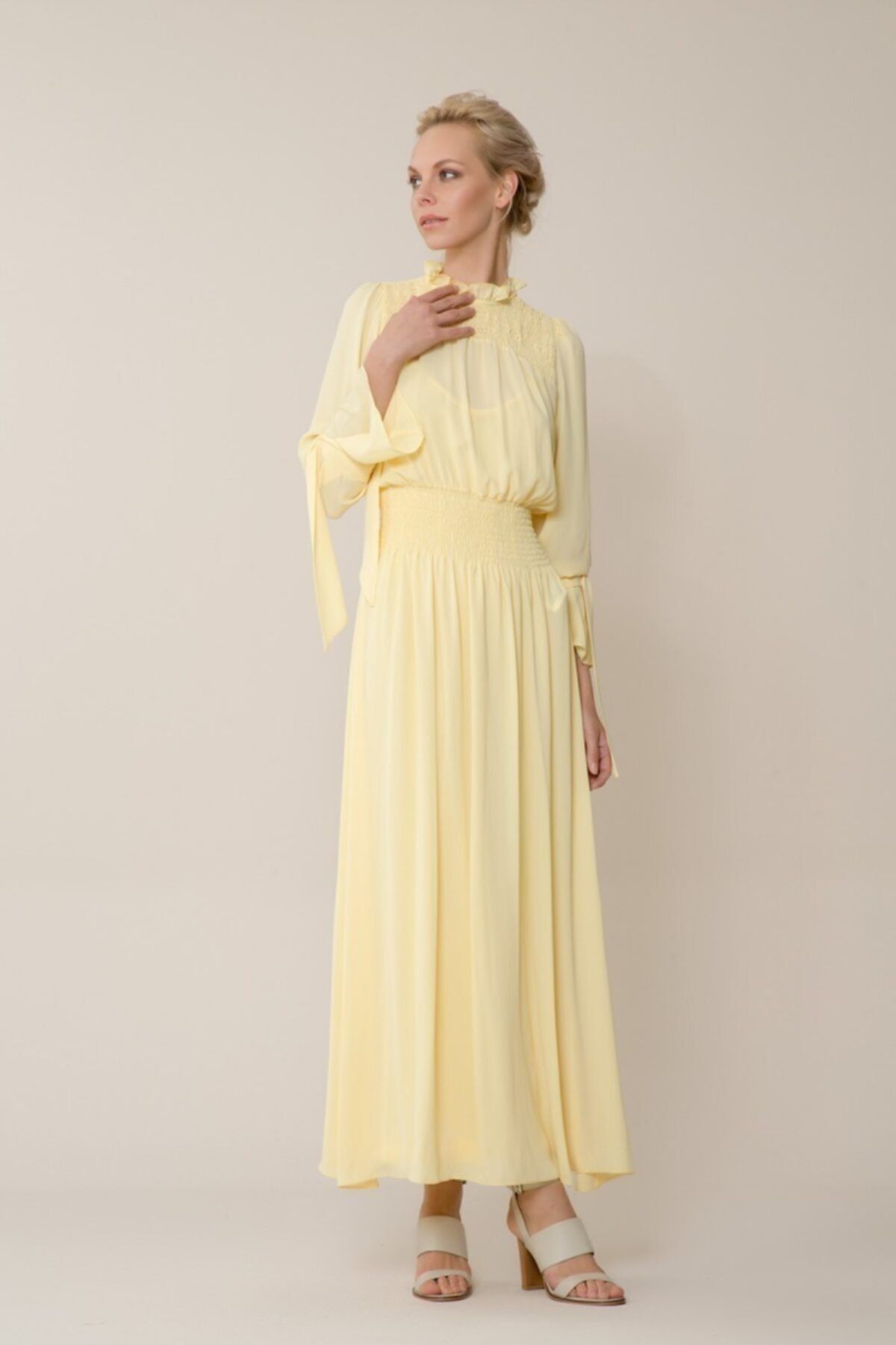 GIZIA Kadın Sarı Uzun Elbise M18YEW17212YS