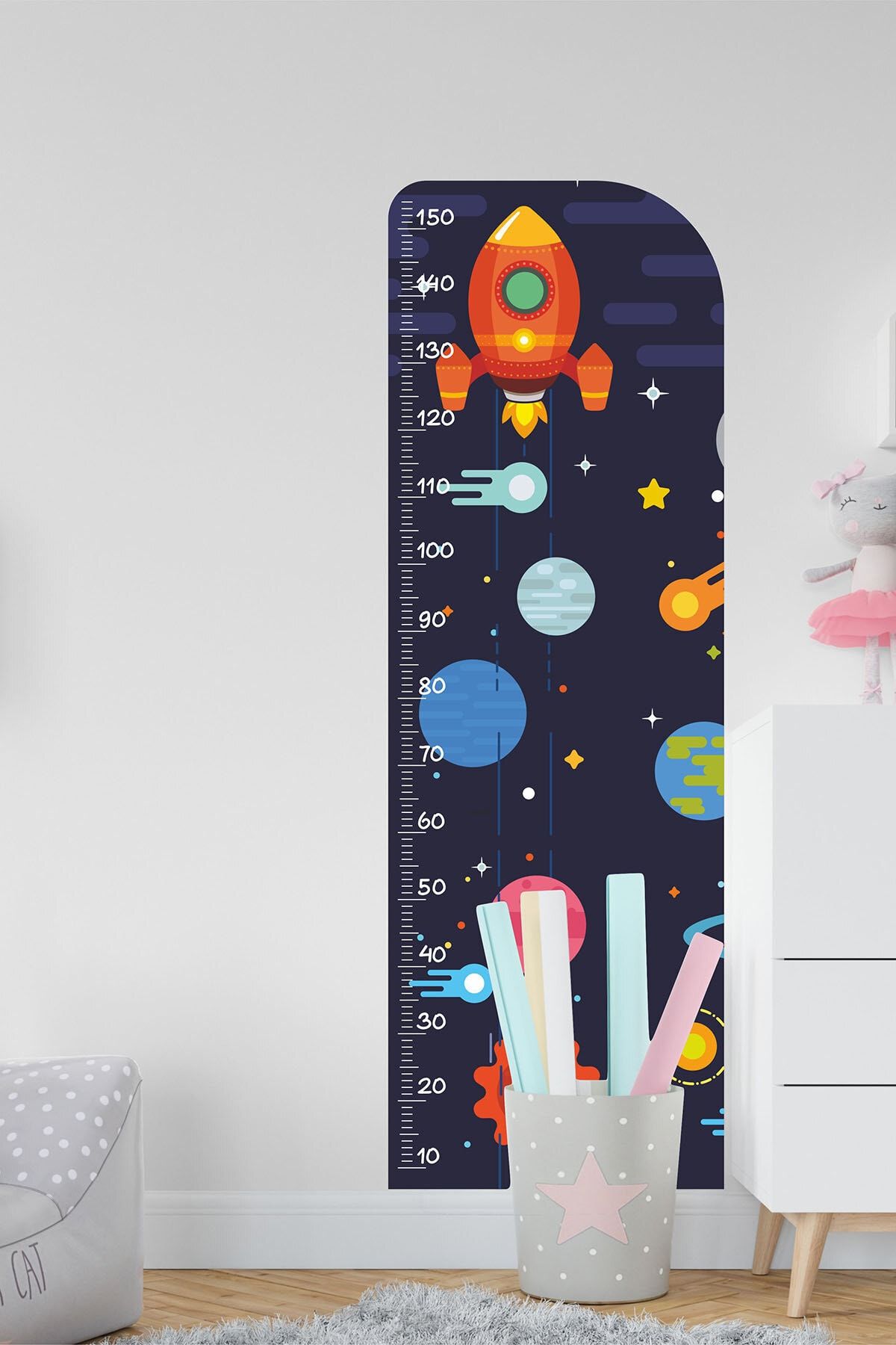 TUGİBU Boy Ölçer Duvar Sticker Çocuk Bebek Odası Kapı Kreş Anaokulu