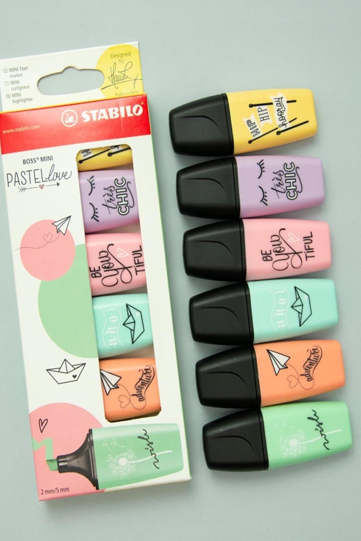 Stabilo Love Mini Boss Pastel 6lı Set Fosforlu Kalem