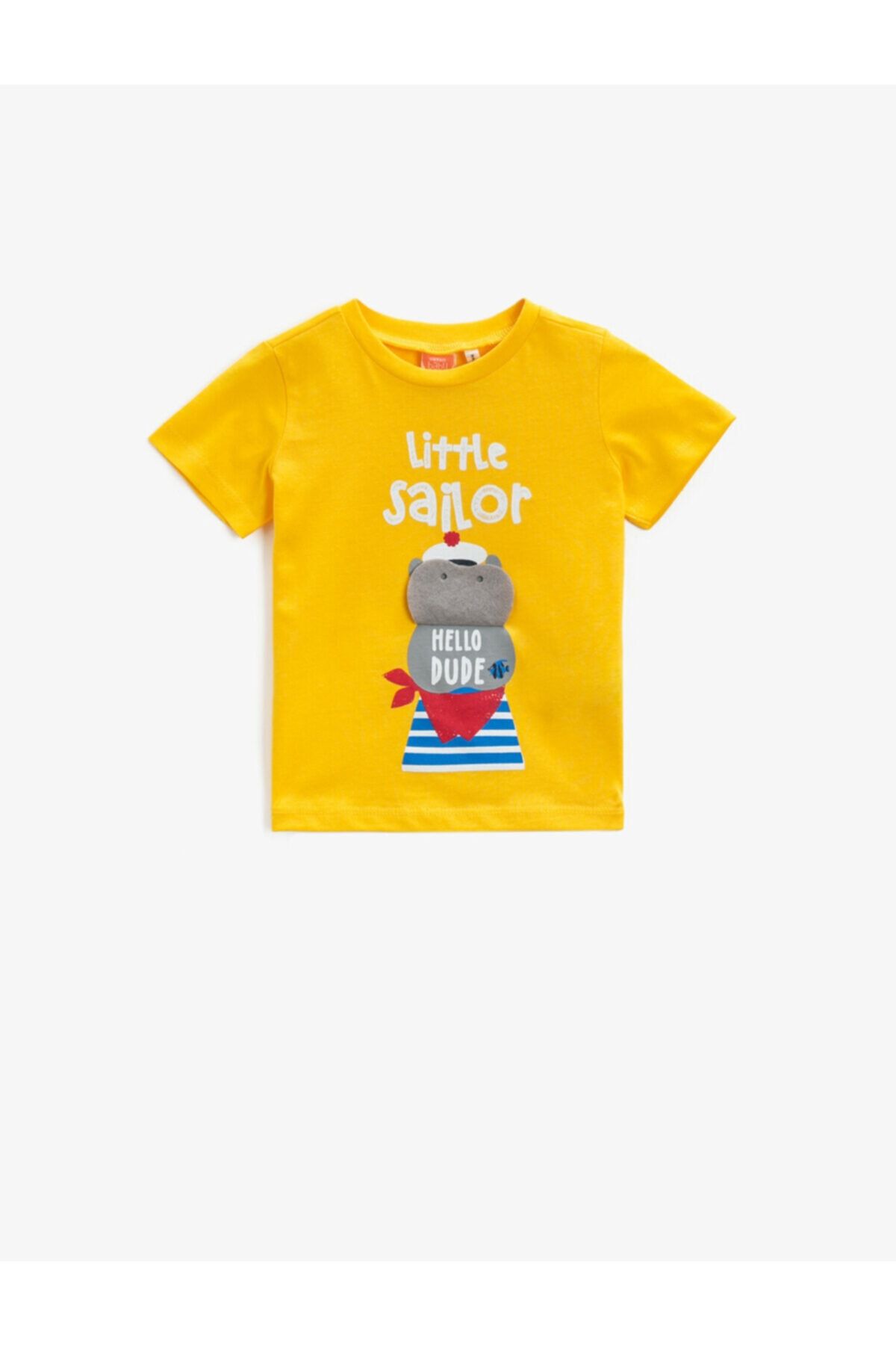 Koton Erkek Bebek Sarı Baskılı Yazılı Pamuklu T-Shirt