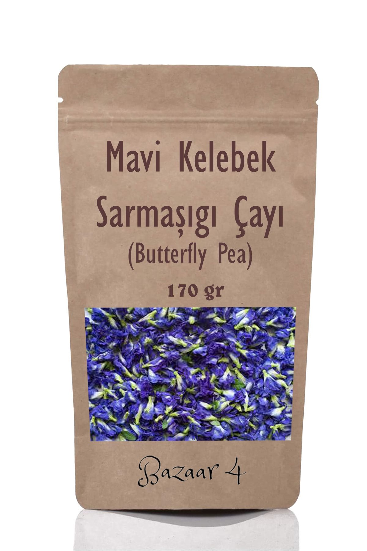 BAZAAR 4 Mavi Çay Butterfly Pea Flower Tea Mavi Kelebek Sarmaşığı Çayı 170 gr