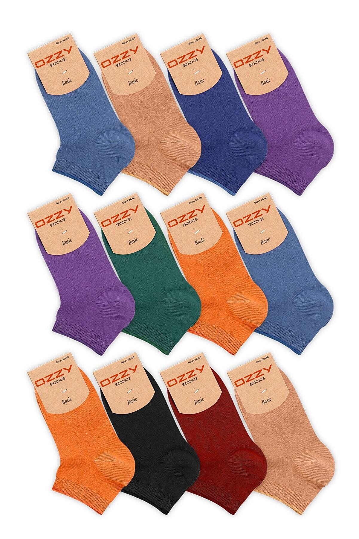 Ozzy Socks Kadın Bambu  Dikişsiz Patik Çorap 12 Çift
