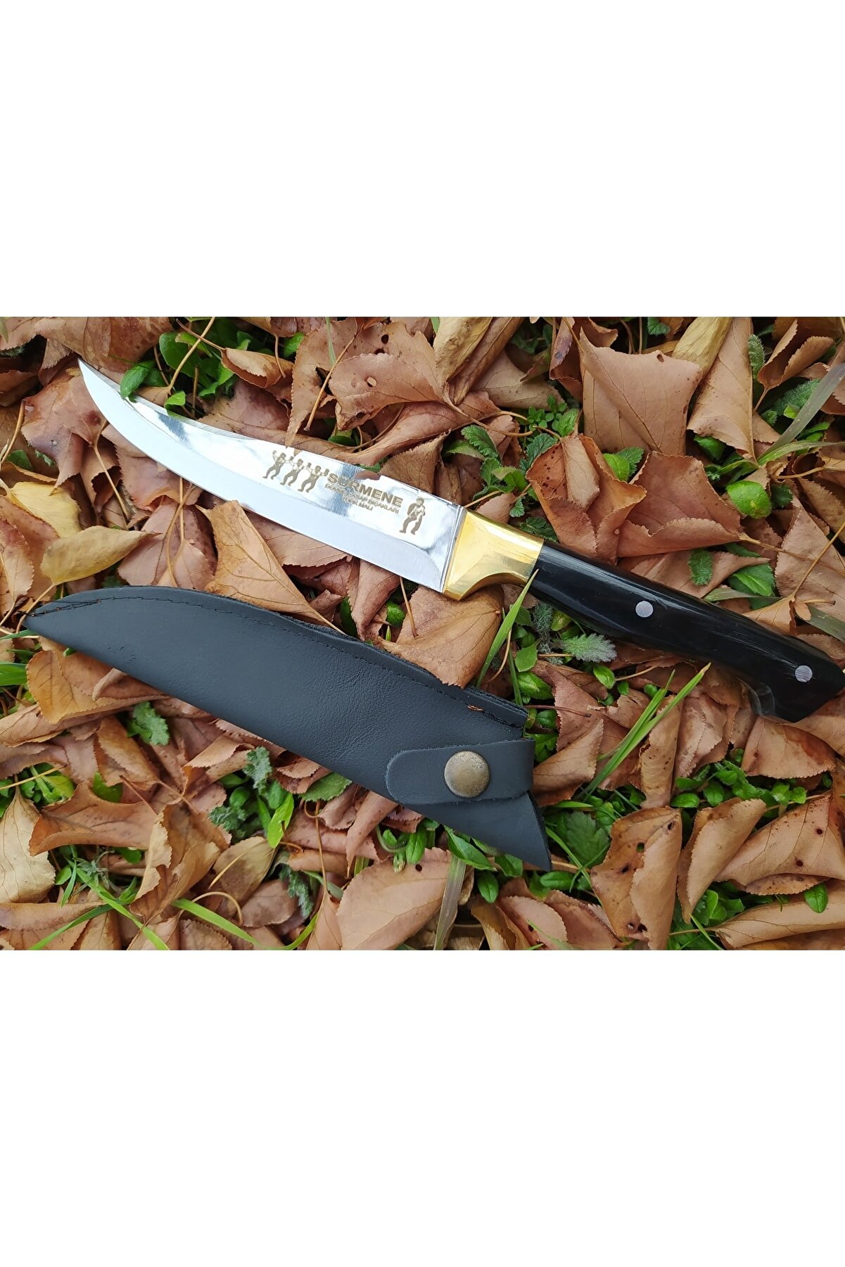 Sürmene Dekoratif Çakı Outdoor Kamp Çakısı Av Bıçağı Kasap Çelik Bıçak Sarı Bilezikli