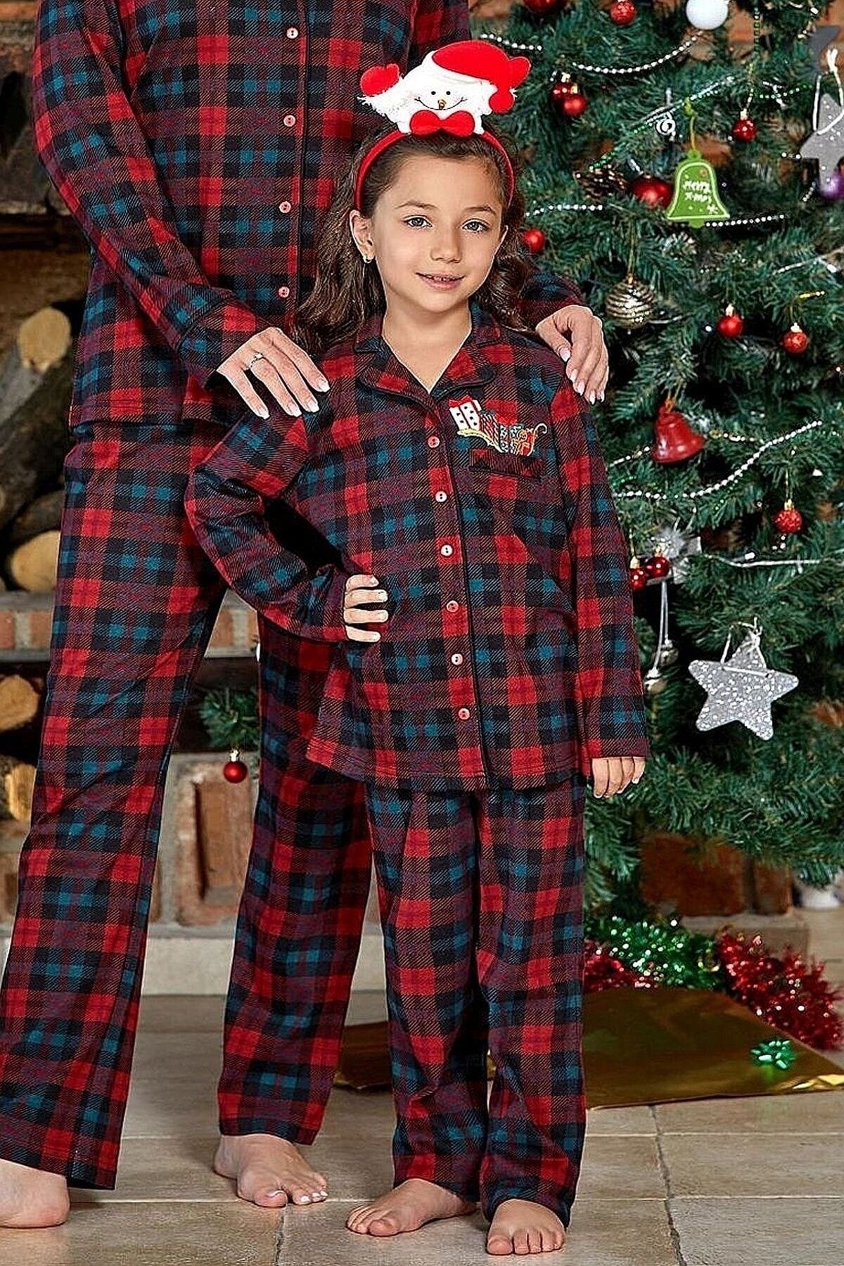 Cossy By Aqua 23484 Kız Çocuk Uzun Kollu Pijama Takım Kırmızı