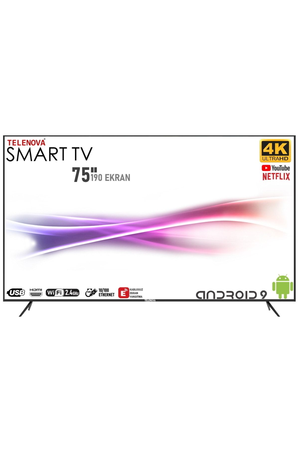 Telenova 75" (190cm) 4k Uhd Dahili Uydu Alıcılı Android Smart Tv
