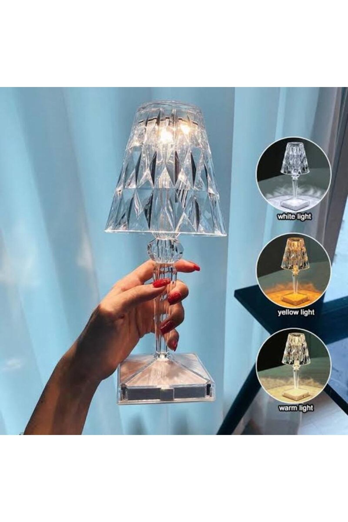 Protonust Elmas Masa Lambası Usb Şarjlı Dekorasyon Lamba Yatak Odası Kristal Aydınlatma Hediye Gece Lambası