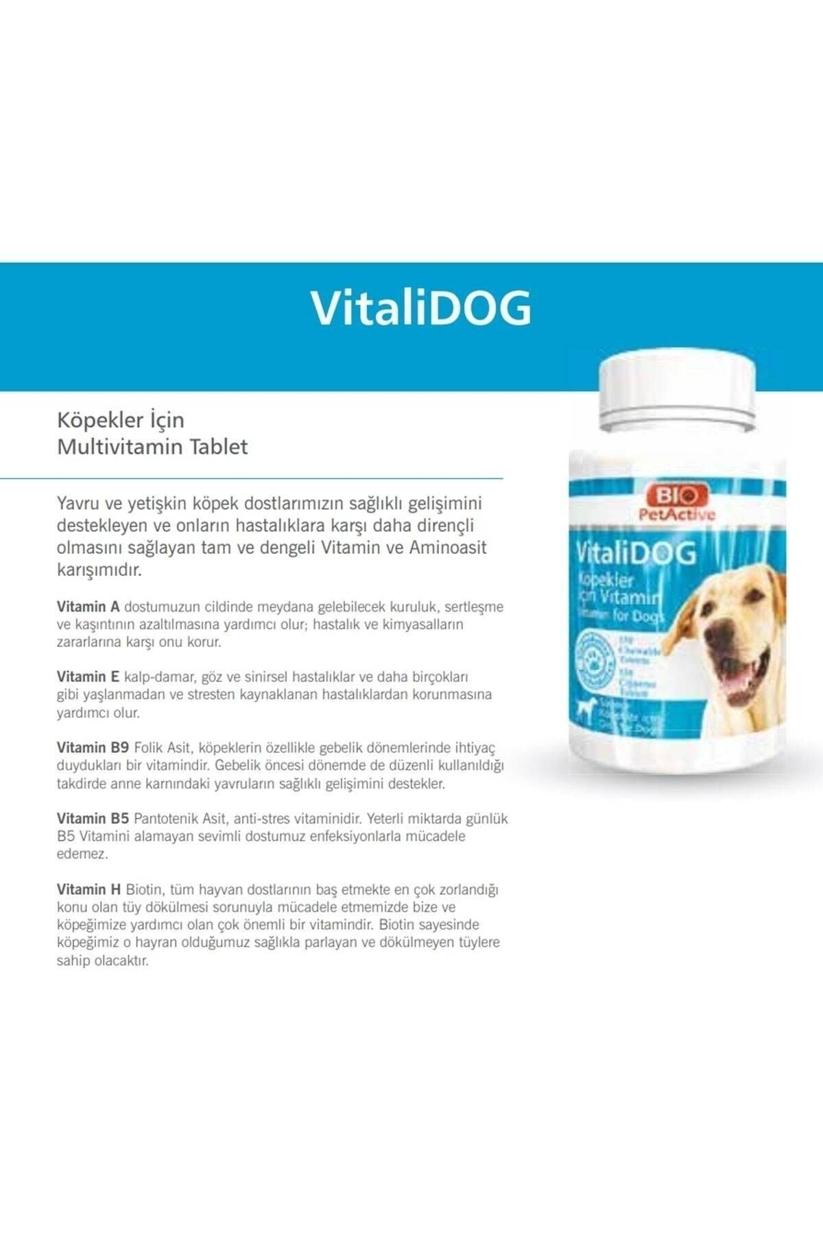 Bio PetActive Pet Active Vitalidog Köpekler Için Multivitamin Tableti 150 Adet 75 Gr