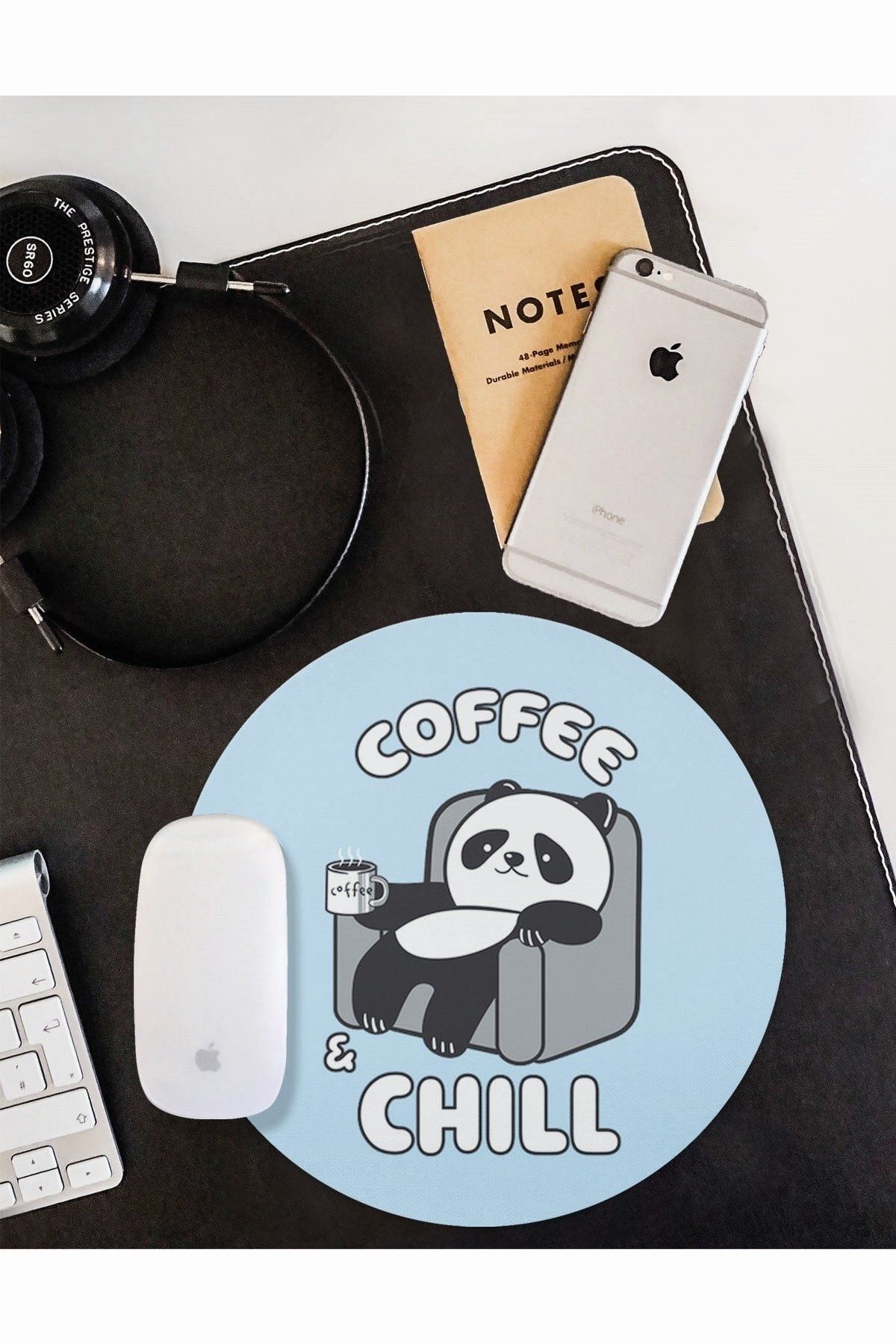 WuW Kahve Molası Panda Yuvarlak Mouse Pad