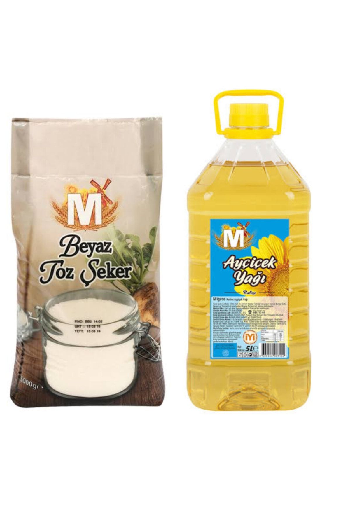 Migros 5 kg Toz Şeker - 5 lt Ayçiçek Yağı